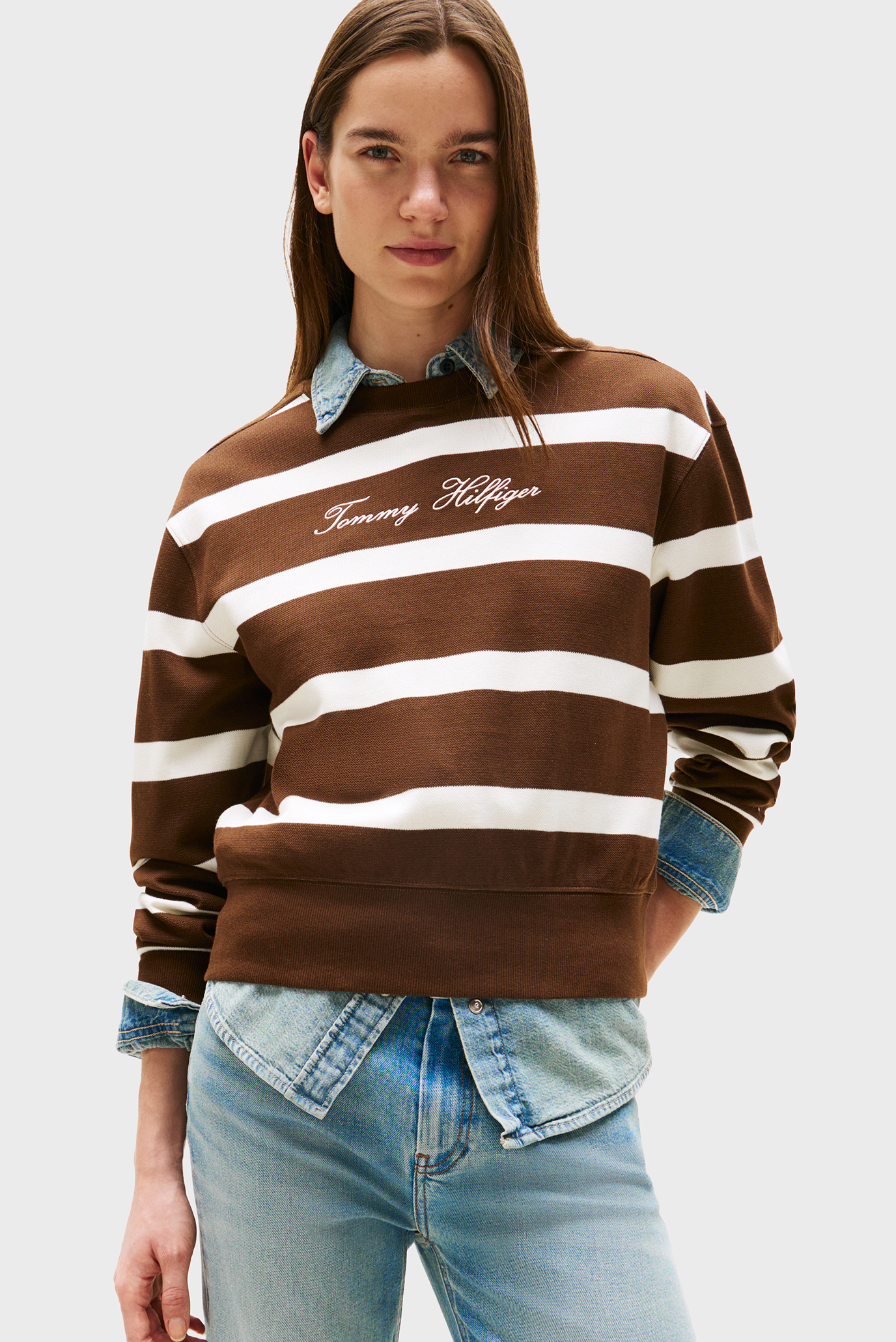 Женский свитшот в полоску SCRIPT Разноцветный M Tommy Hilfiger WW0WW45743