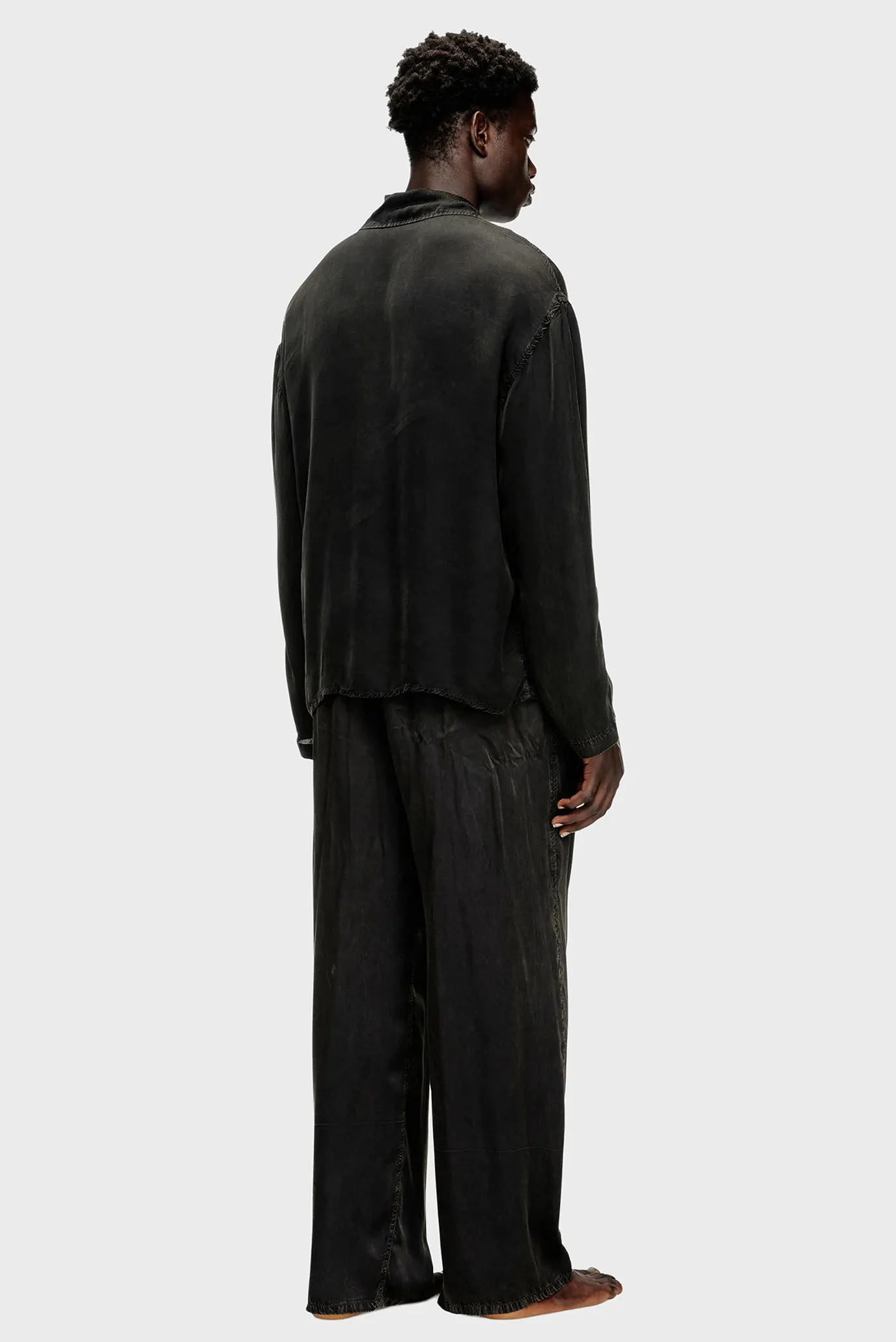 Черная пижама (рубашка, брюки) SET-KEITH-DNM (унисекс) 4