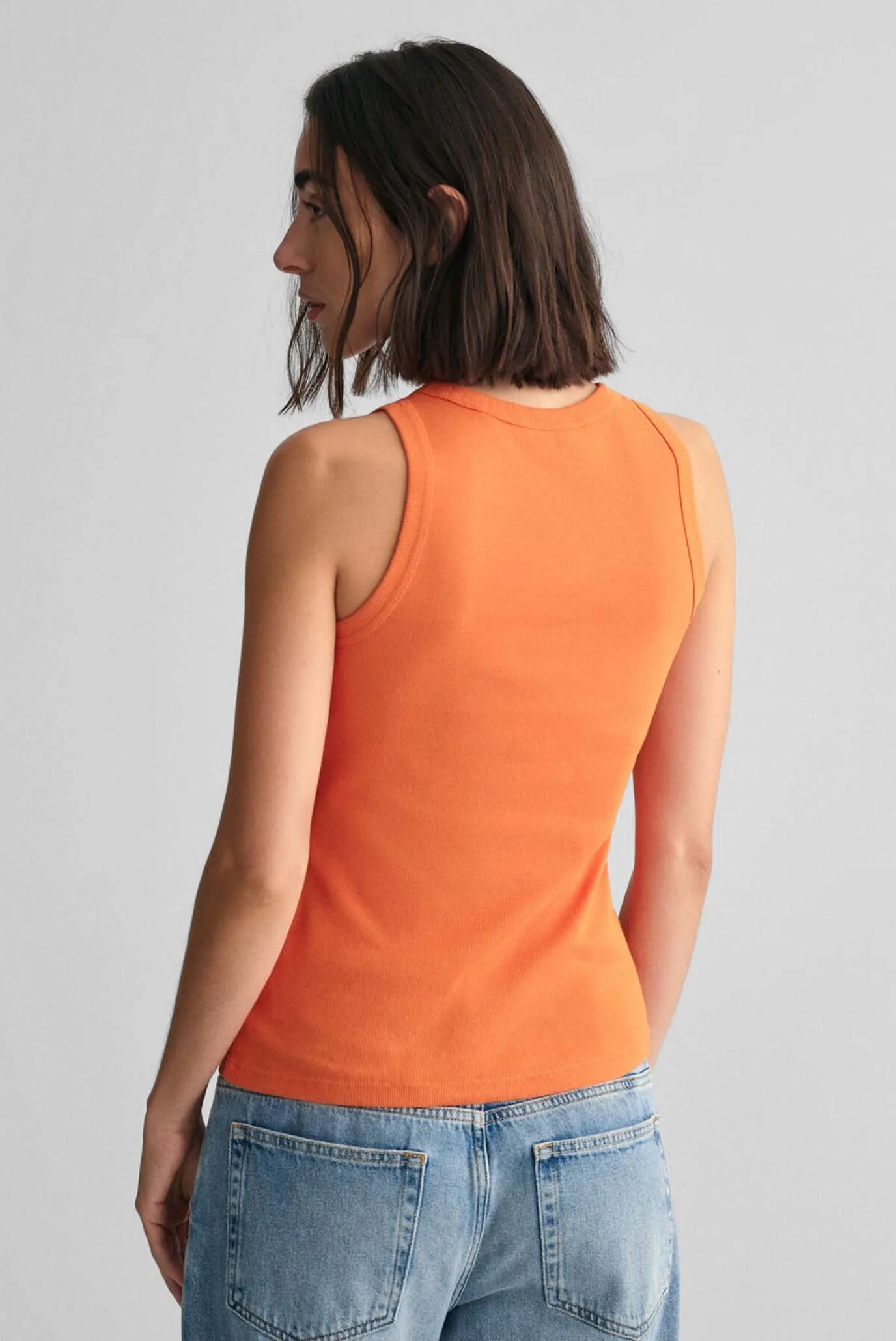 Женская оранжевая майка HIGH NECK RIB 2