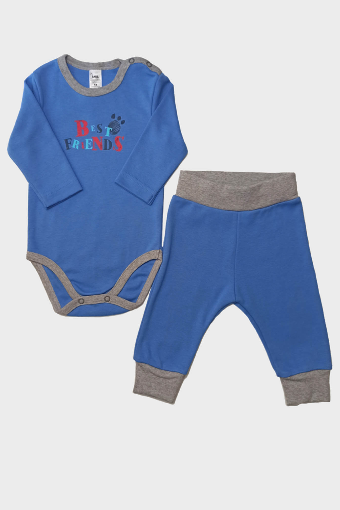 Детский синий комплект одежды (боди, брюки) 1
