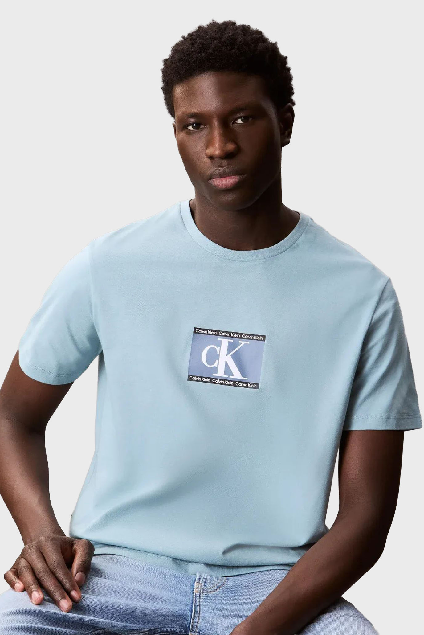 Мужская голубая футболка BOX TAPE Голубой L Calvin Klein LV04RC854G