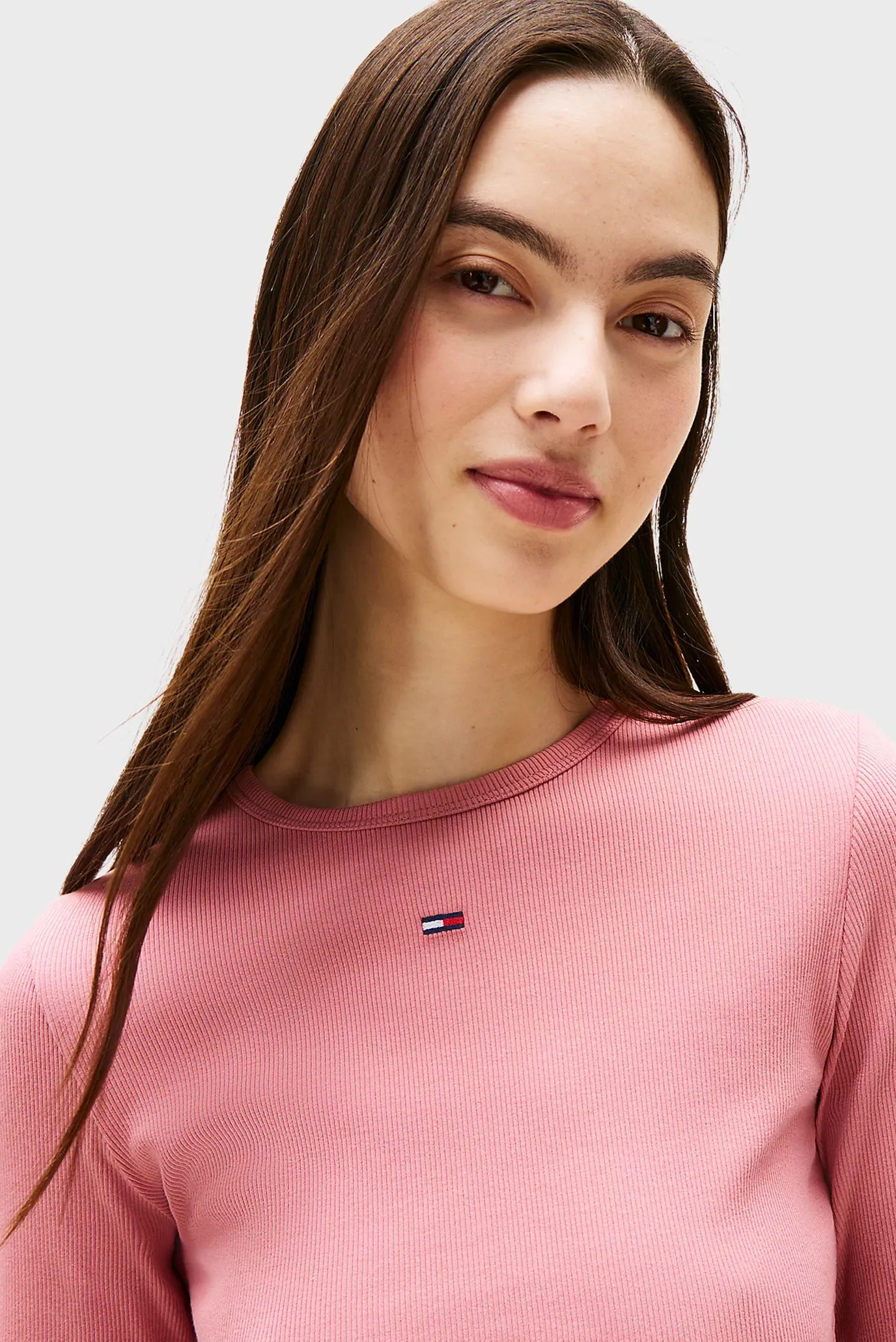 Жіночий рожевий лонгслів TJW SLIM ESSENTIAL RIB 4