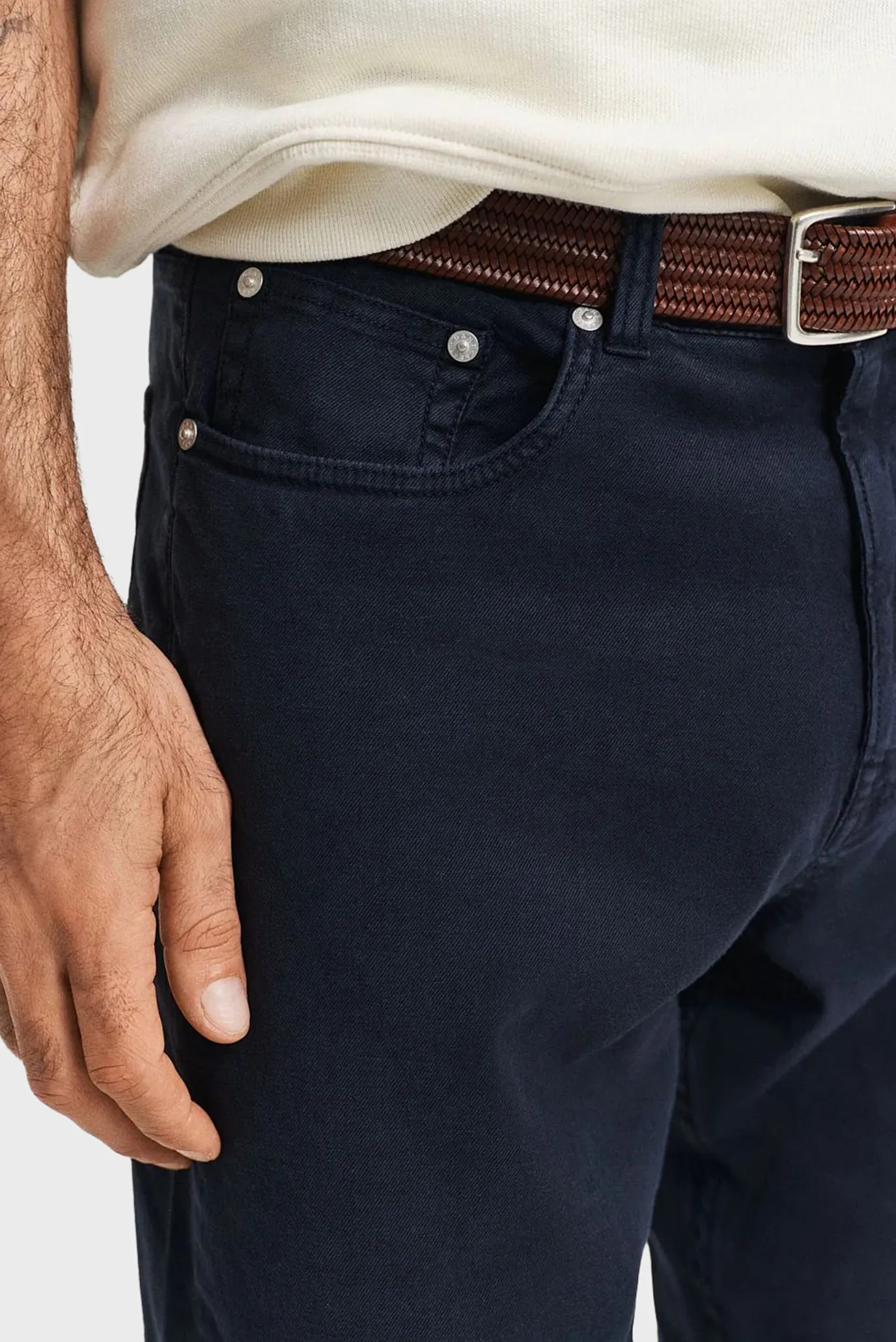 Мужские темно-синие льняные джинсы REG COT/LINEN JEANS 4