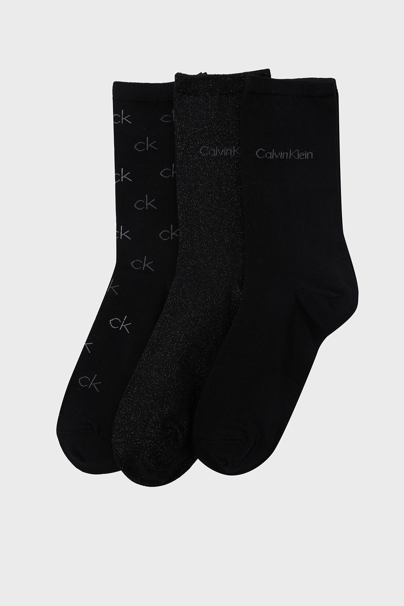 Женские черные носки (3 пары) CK WOMEN SOCK 3P LUREX LOGO GIFTBOX 1