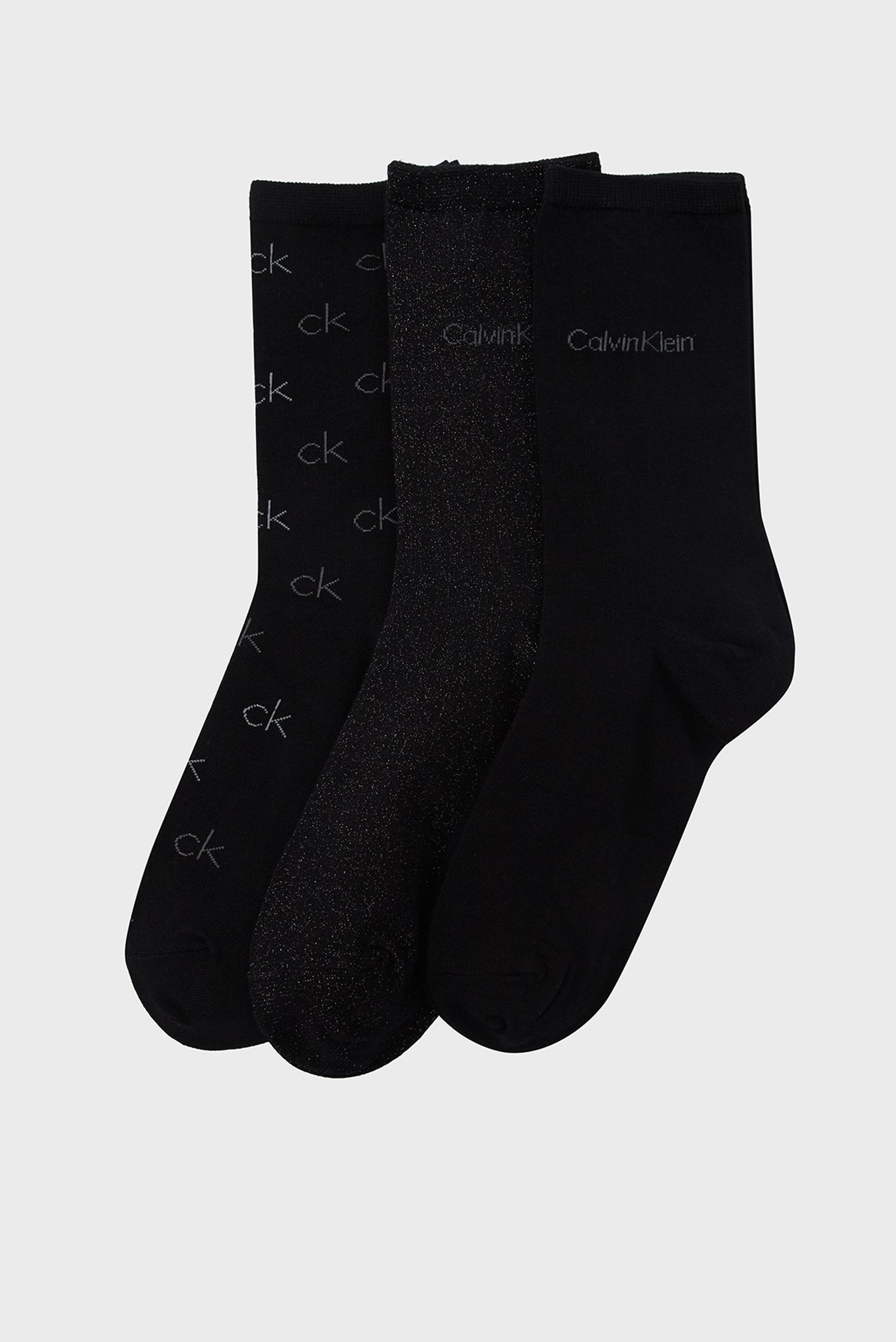 Жіночі чорні шкарпетки (3 пари) CK WOMEN SOCK 3P LUREX LOGO GIFTBOX 1