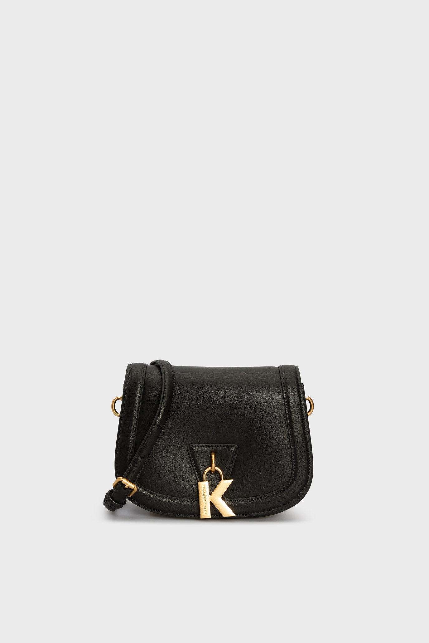 Женская черная кожаная сумка k lock md crossbody 1