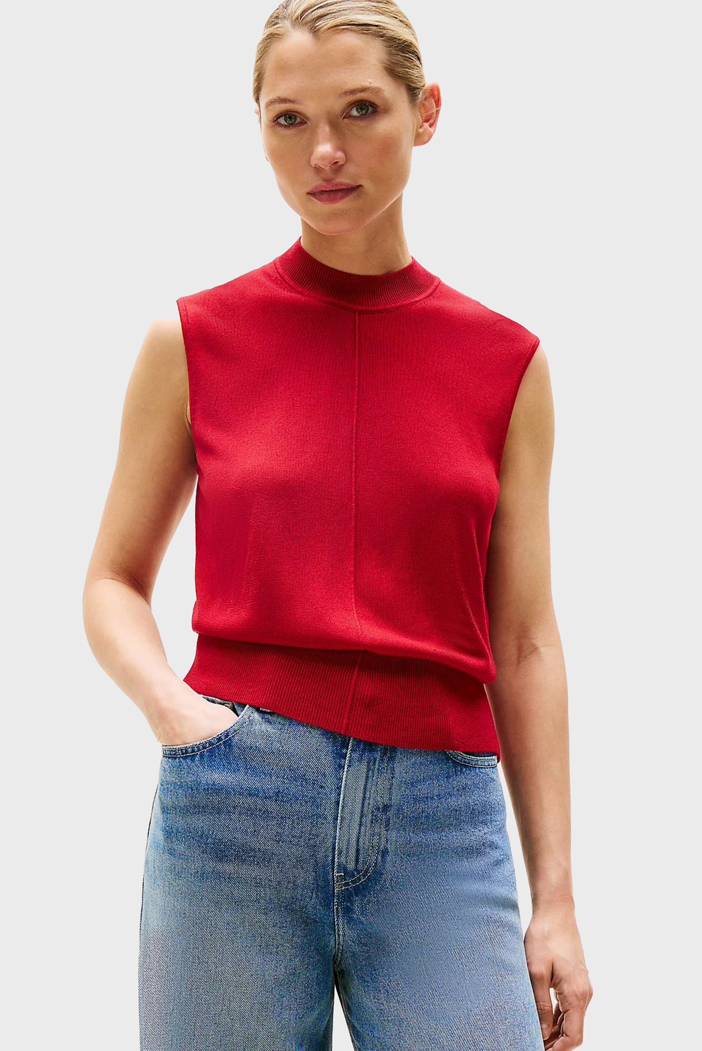 Женский красный жилет LYOCELL SILK MOCK Красный L Tommy Hilfiger WW0WW45651 Женский красный жилет LYOCELL SILK MOCK Красный L Tommy Hilfiger WW0WW45651