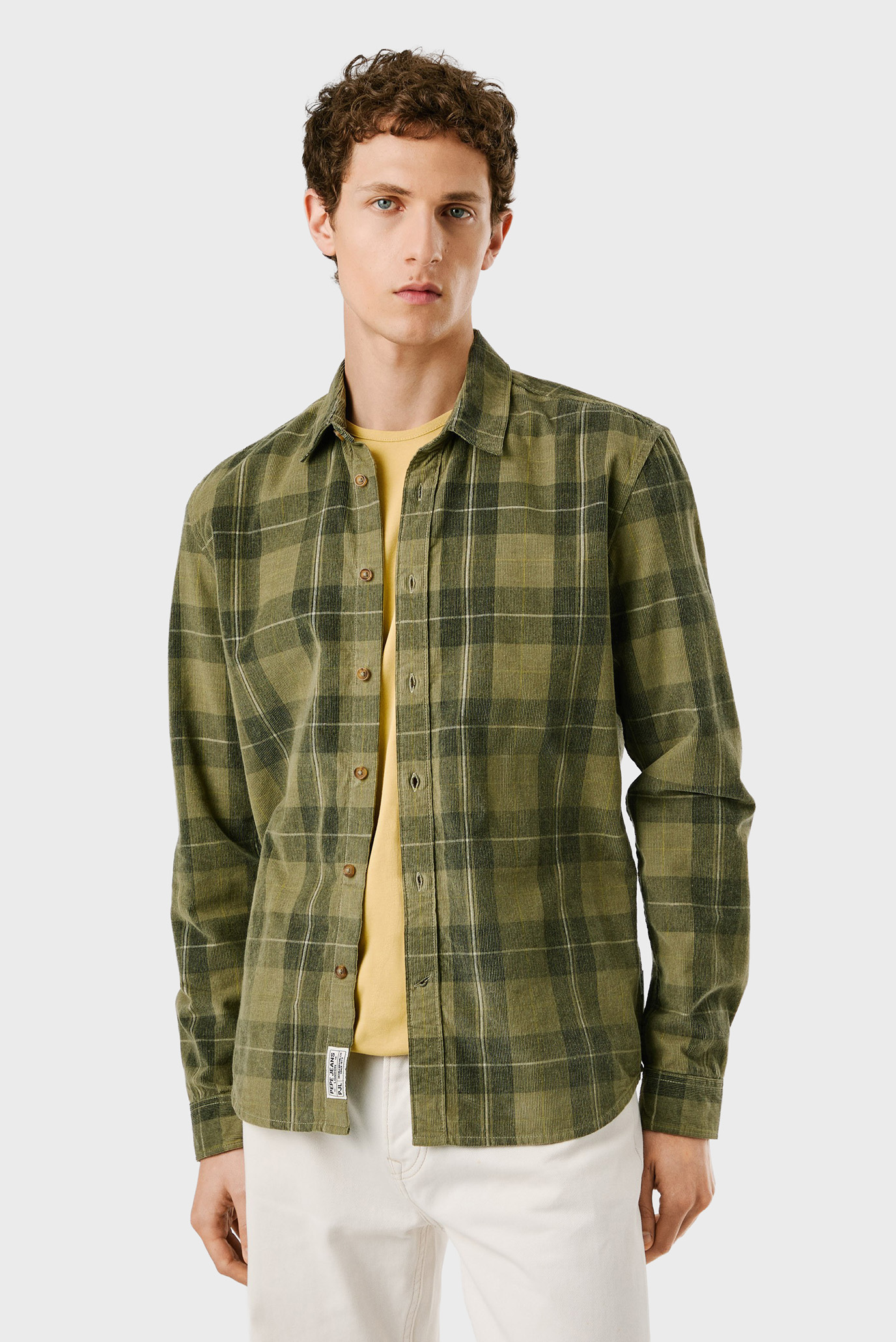 Мужская оливковая рубашка в клетку CASTER Оливковый M Pepe Jeans PM3090833 Мужская оливковая рубашка в клетку CASTER Оливковый M Pepe Jeans PM3090833