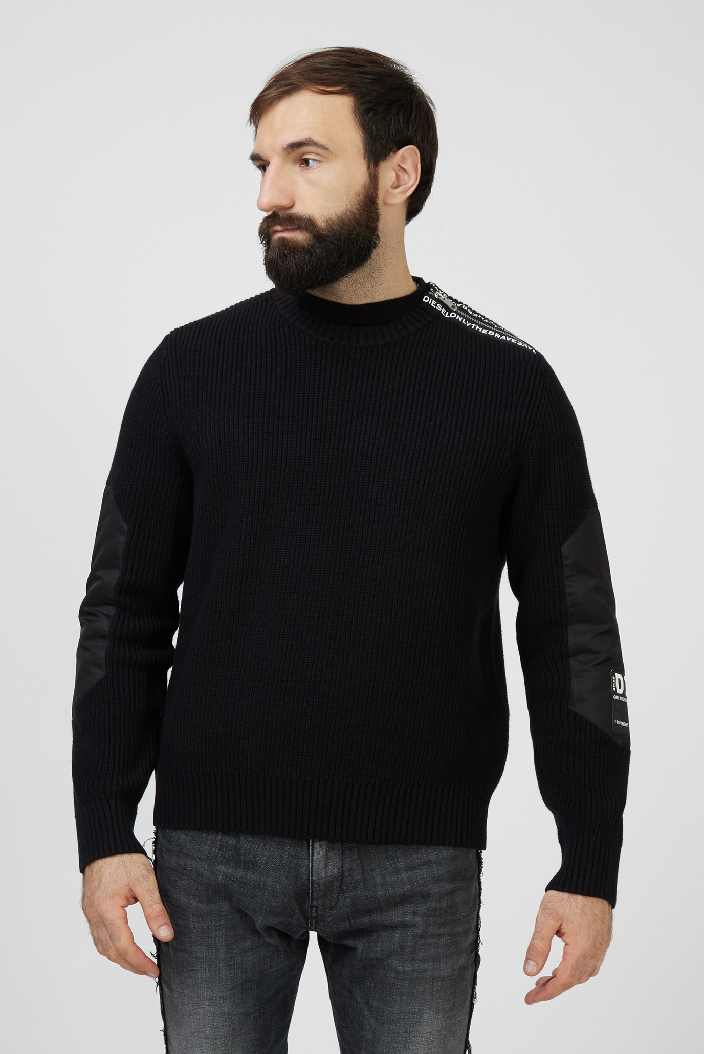 Мужской черный шерстяной свитер K-GILLING 1