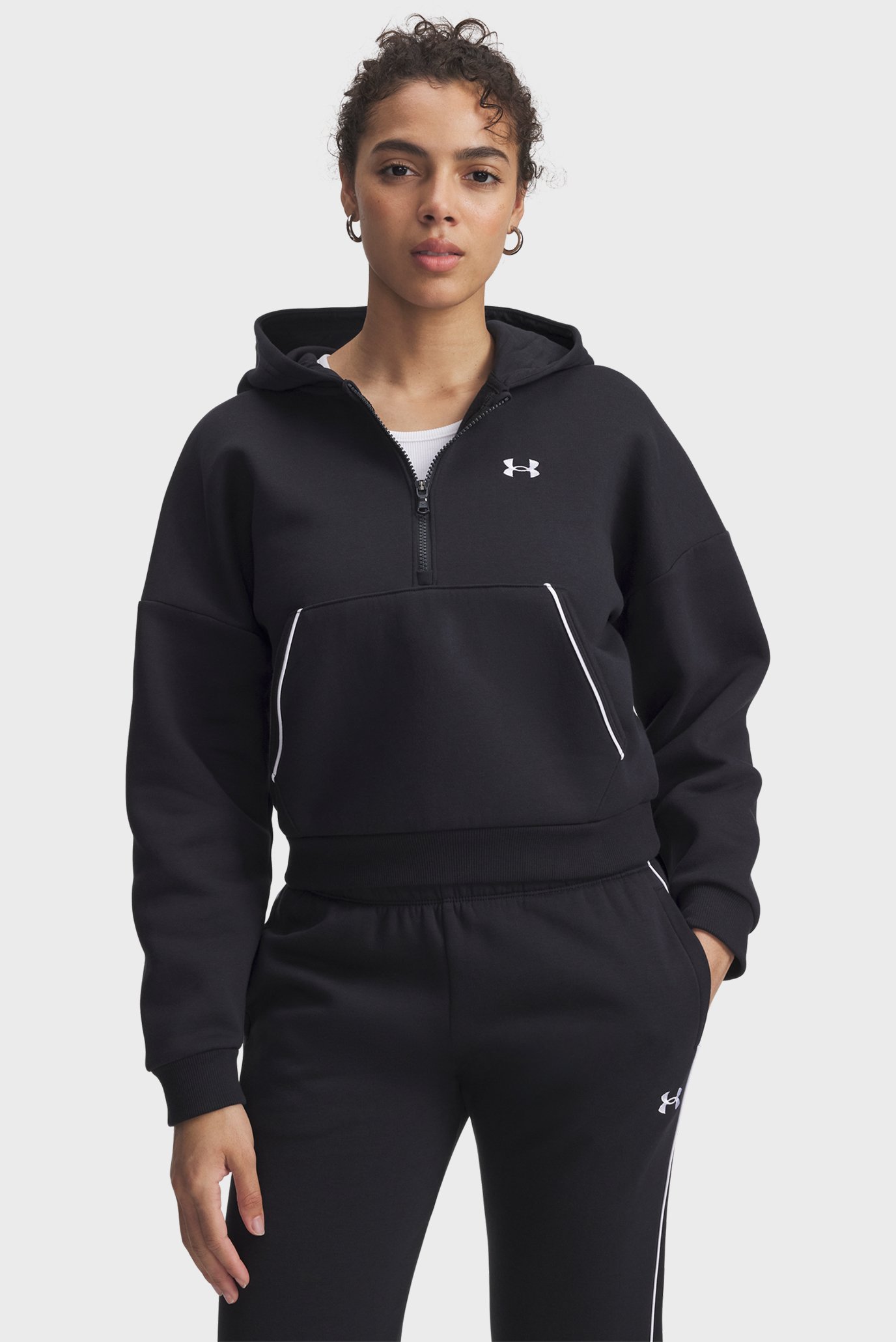Женское черное худи Rival Flc Piped HZ Hoodie Черный XS Under Armour 6003707-005 Женское черное худи Rival Flc Piped HZ Hoodie Черный XS Under Armour 6003707-005