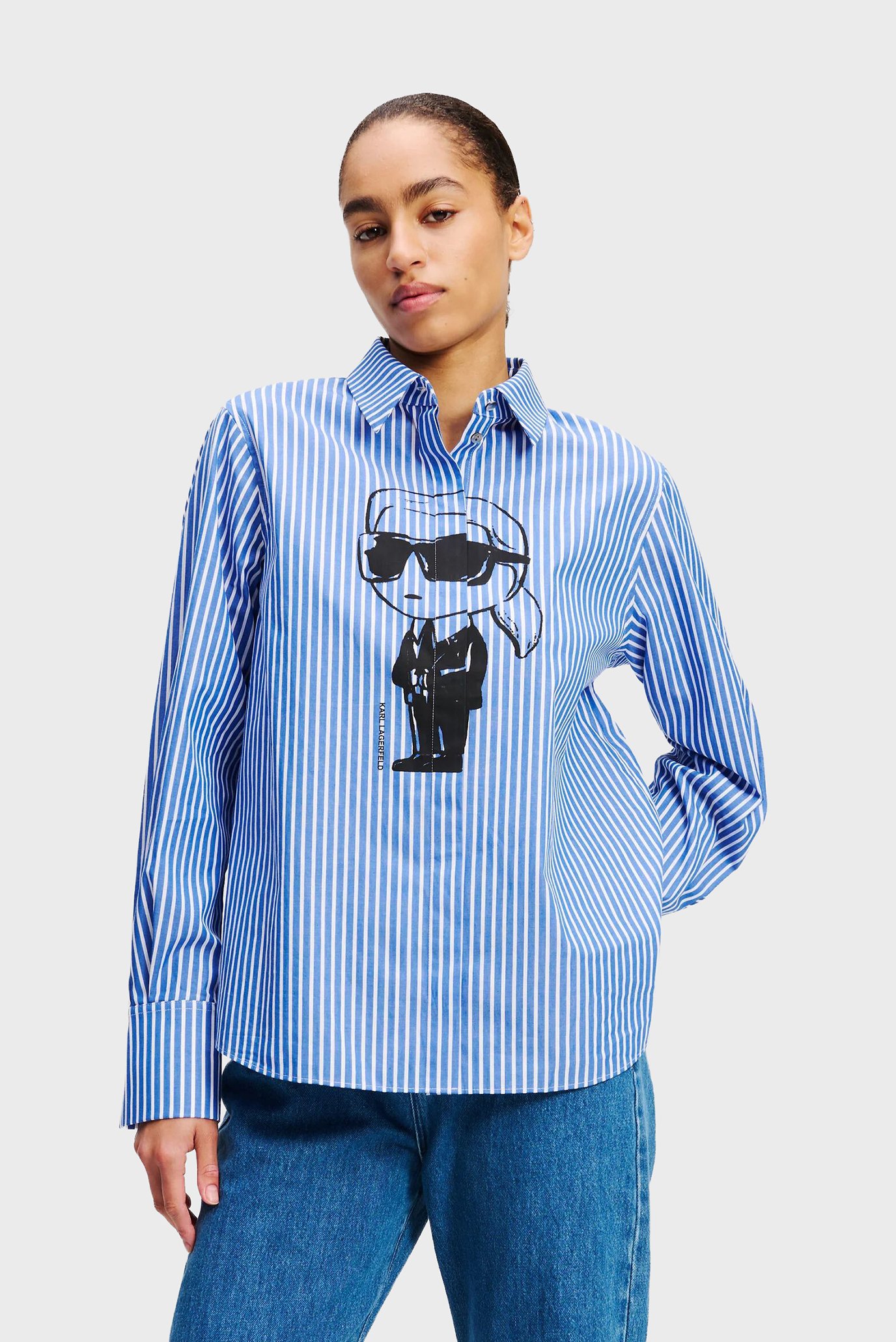 Женская голубая рубашка в полоску IKON KARL Голубой 42 Karl Lagerfeld A2W11031 Женская голубая рубашка в полоску IKON KARL Голубой 42 Karl Lagerfeld A2W11031