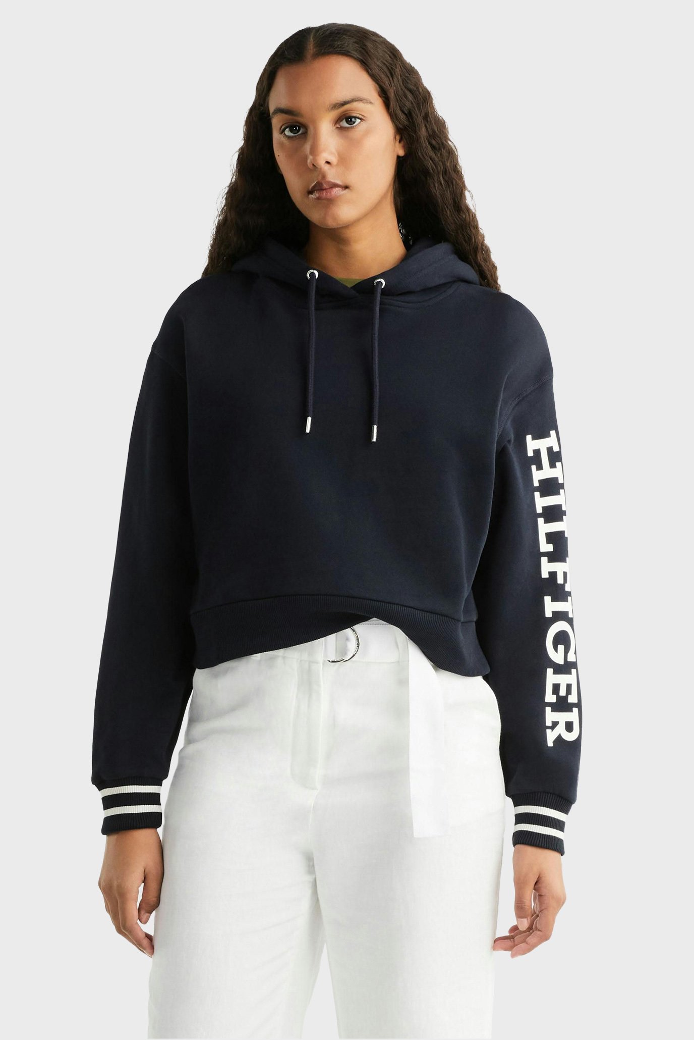 Женское темно-синее худи REG MONOTYPE SLV CROP HOODIE 1