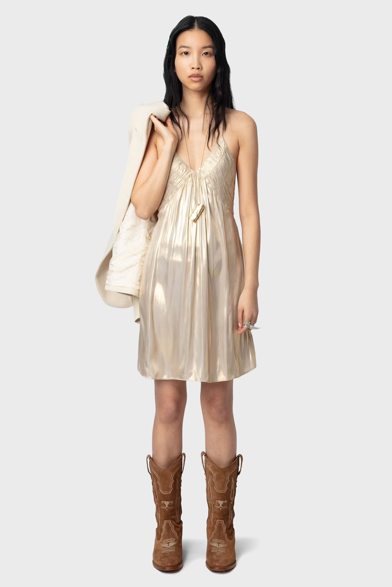 Женское золотистое платье Rayonna Золотой XS ZADIG&VOLTAIRE WWDR02551_GOLD Женское золотистое платье Rayonna Золотой XS ZADIG&VOLTAIRE WWDR02551_GOLD