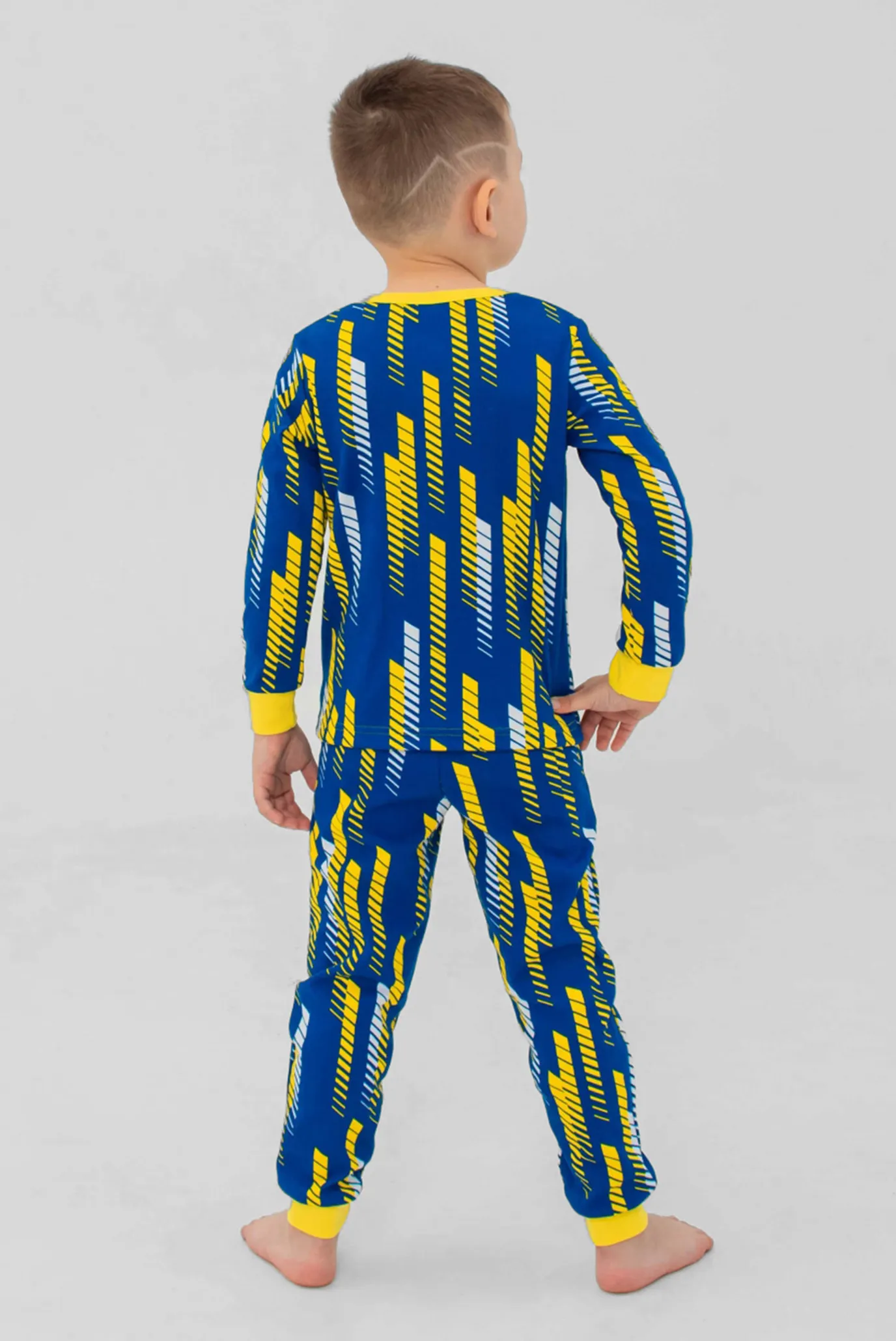Дитяча синя піжама  з візерунком (лонгслів, брюки) 3