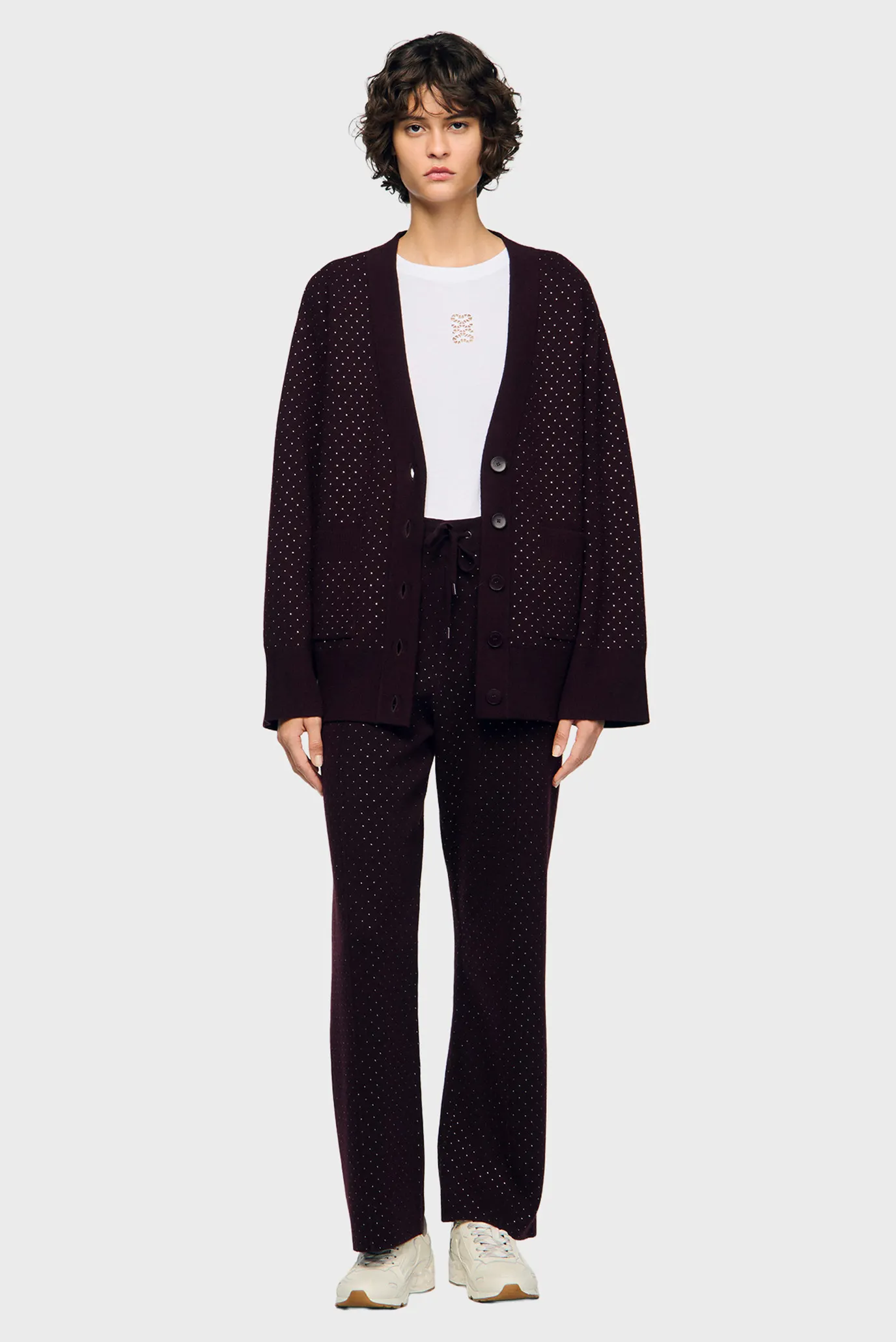 Жіночий бордовий кардиган 2