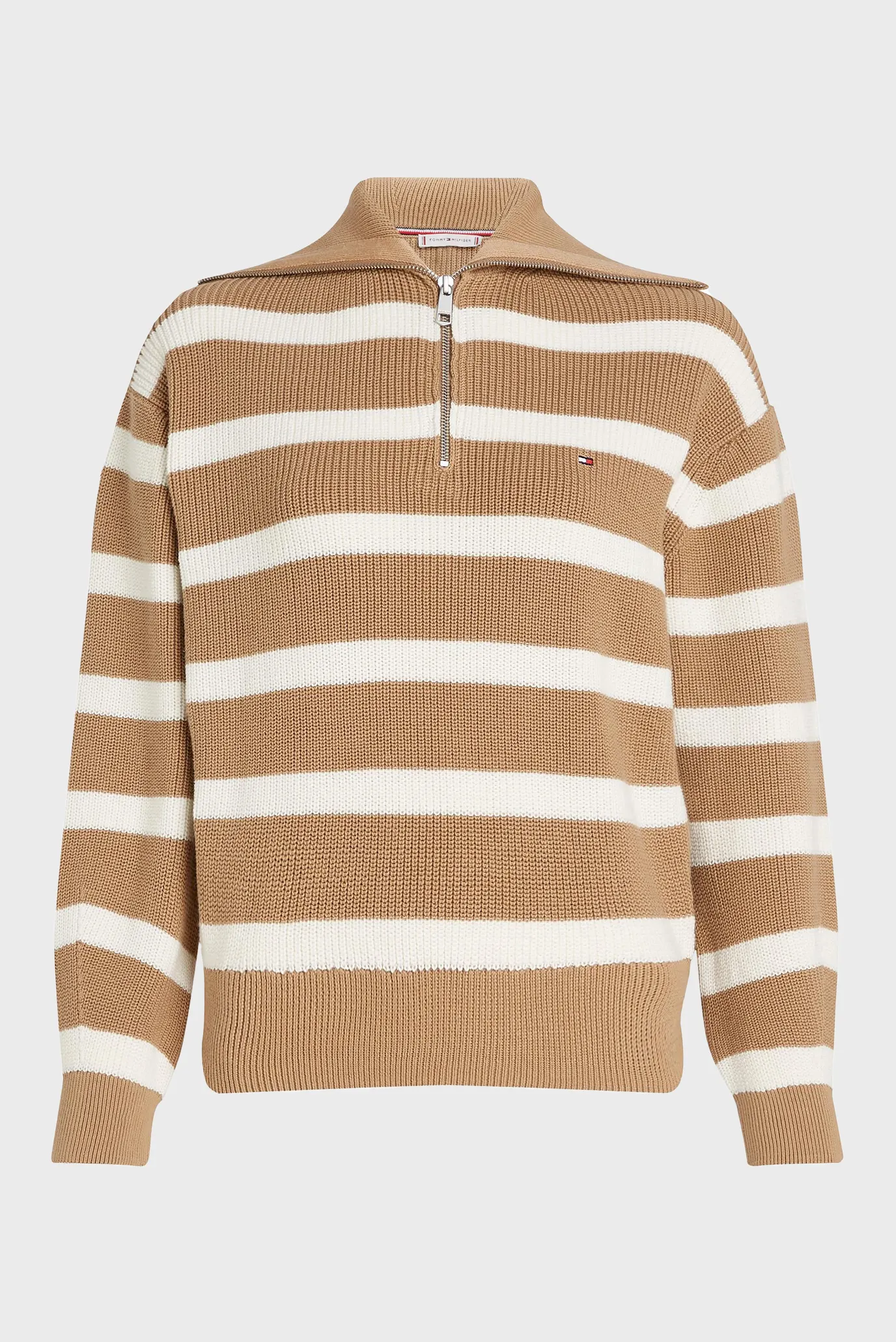 Женская бежевая кофта в полоску CO CARDI STITCH 1/2 ZIP 4