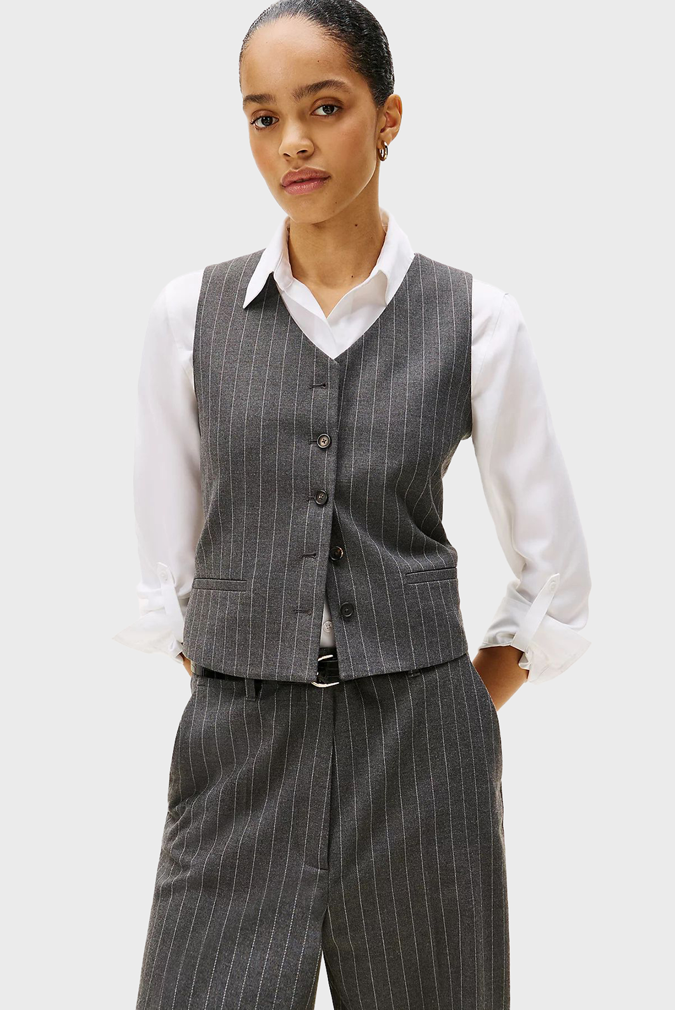 Женский серый жилет в полоску PINSTRIPE TAILORED Серый 34 Tommy Hilfiger WW0WW46661