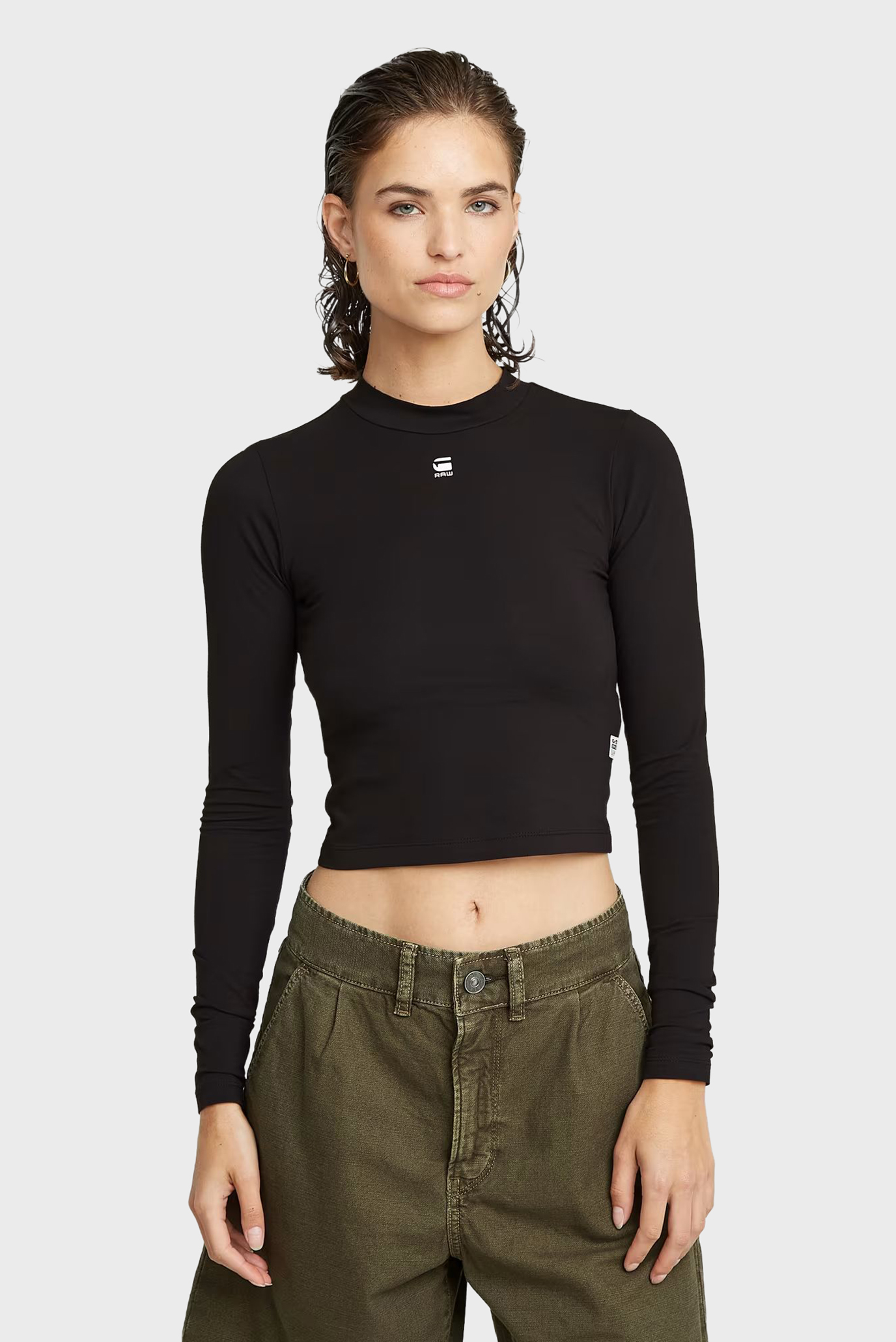 Женский черный лонгслив Cropped Черный S G-Star RAW D26357,3310 Женский черный лонгслив Cropped Черный S G-Star RAW D26357,3310