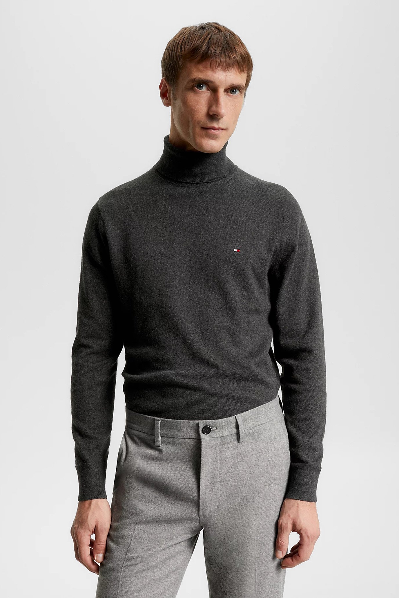 Чоловічий сірий гольф PIMA ORG CTN CASHMERE ROLL NECK 1