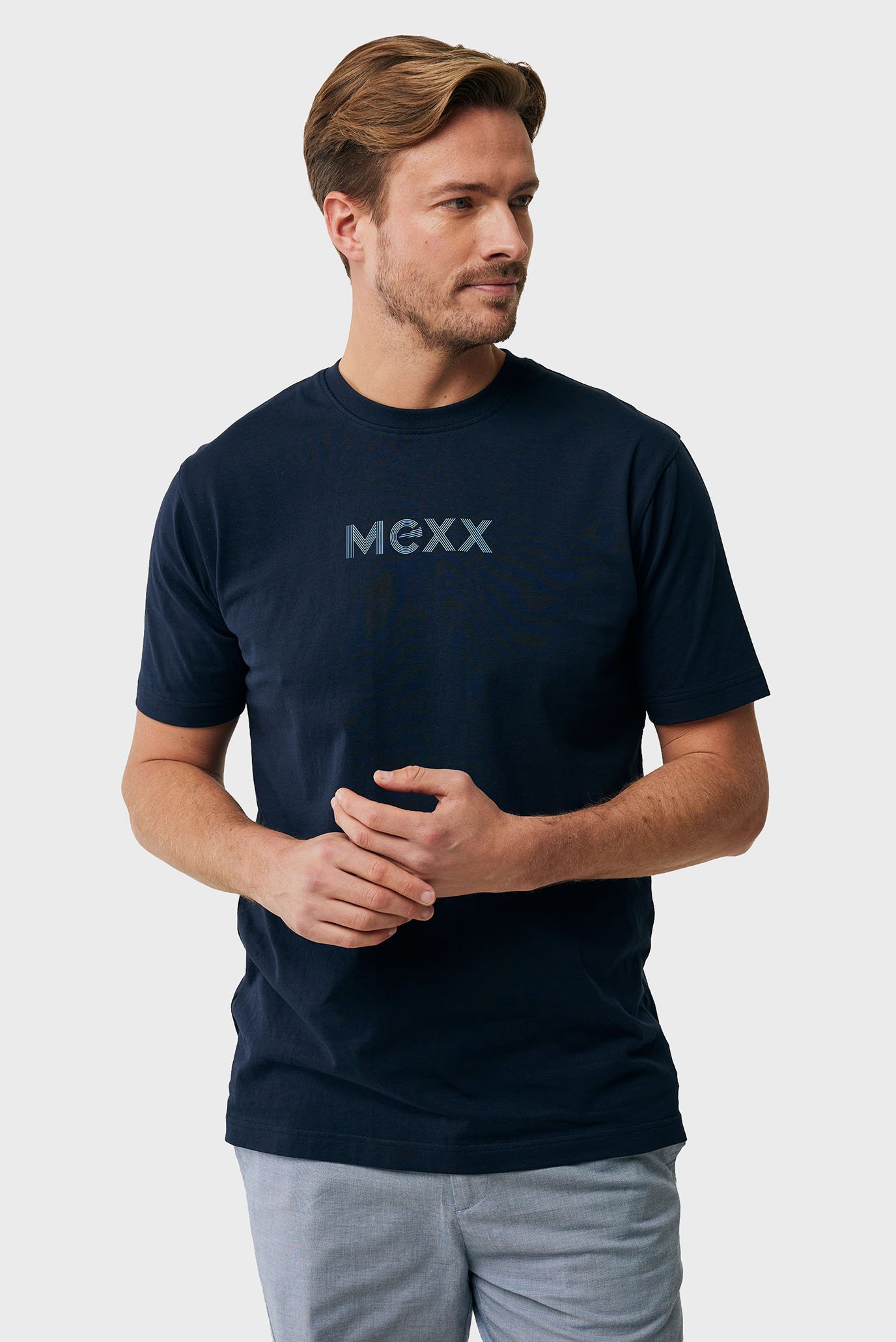 Мужская темно-синяя футболка Logo print t-shirt regular fit Синий XXL Mexx MF007800751M Мужская темно-синяя футболка Logo print t-shirt regular fit Синий XXL Mexx MF007800751M