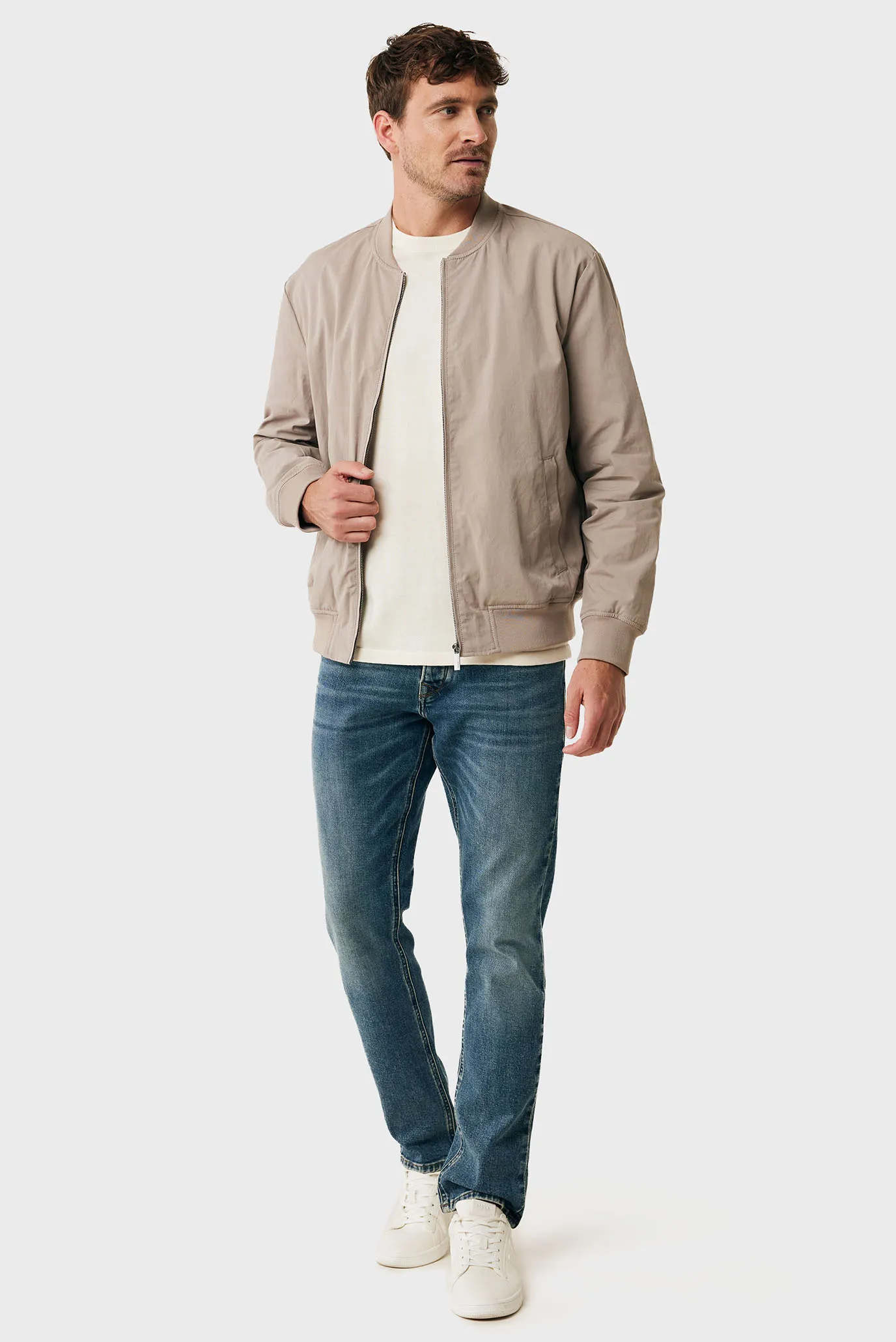 Чоловічий бежевий бомбер Cotton blend bomber jacket 2