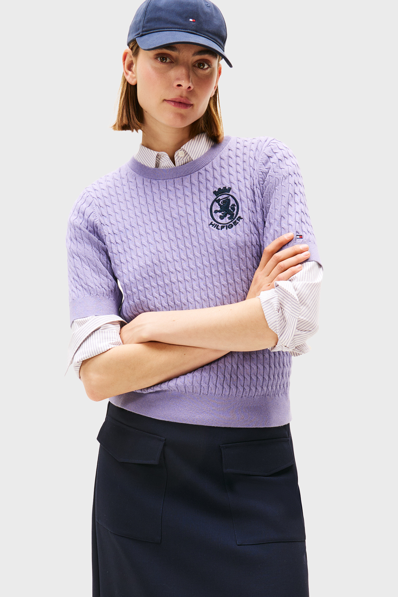 Женский сиреневый джемпер CO CABLE FINE Сиреневый S Tommy Hilfiger WW0WW47299 Женский сиреневый джемпер CO CABLE FINE Сиреневый S Tommy Hilfiger WW0WW47299