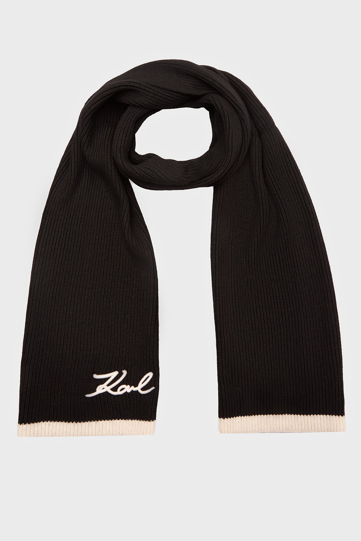 Женский черный шарф K SIGNATURE KNIT SCARF 1