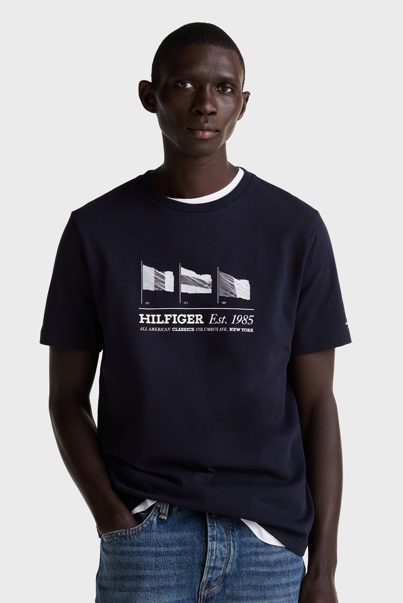 Чоловіча темно-синя футболка HILFIGER FLAGS TEE 1