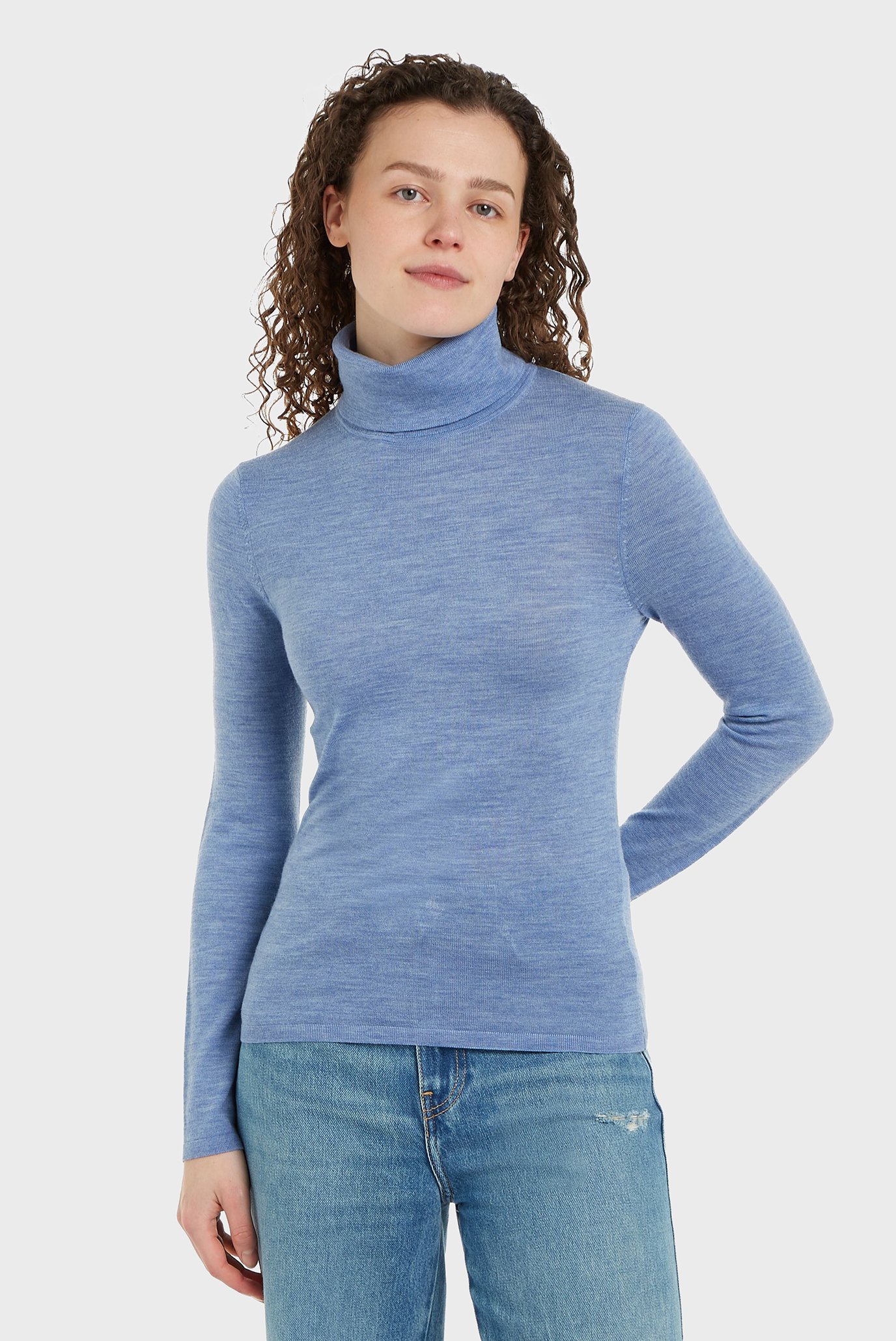 Женский голубой шерстяной гольф MERINO ROLL-NK LS Голубой S Tommy Hilfiger WW0WW43098 Женский голубой шерстяной гольф MERINO ROLL-NK LS Голубой S Tommy Hilfiger WW0WW43098