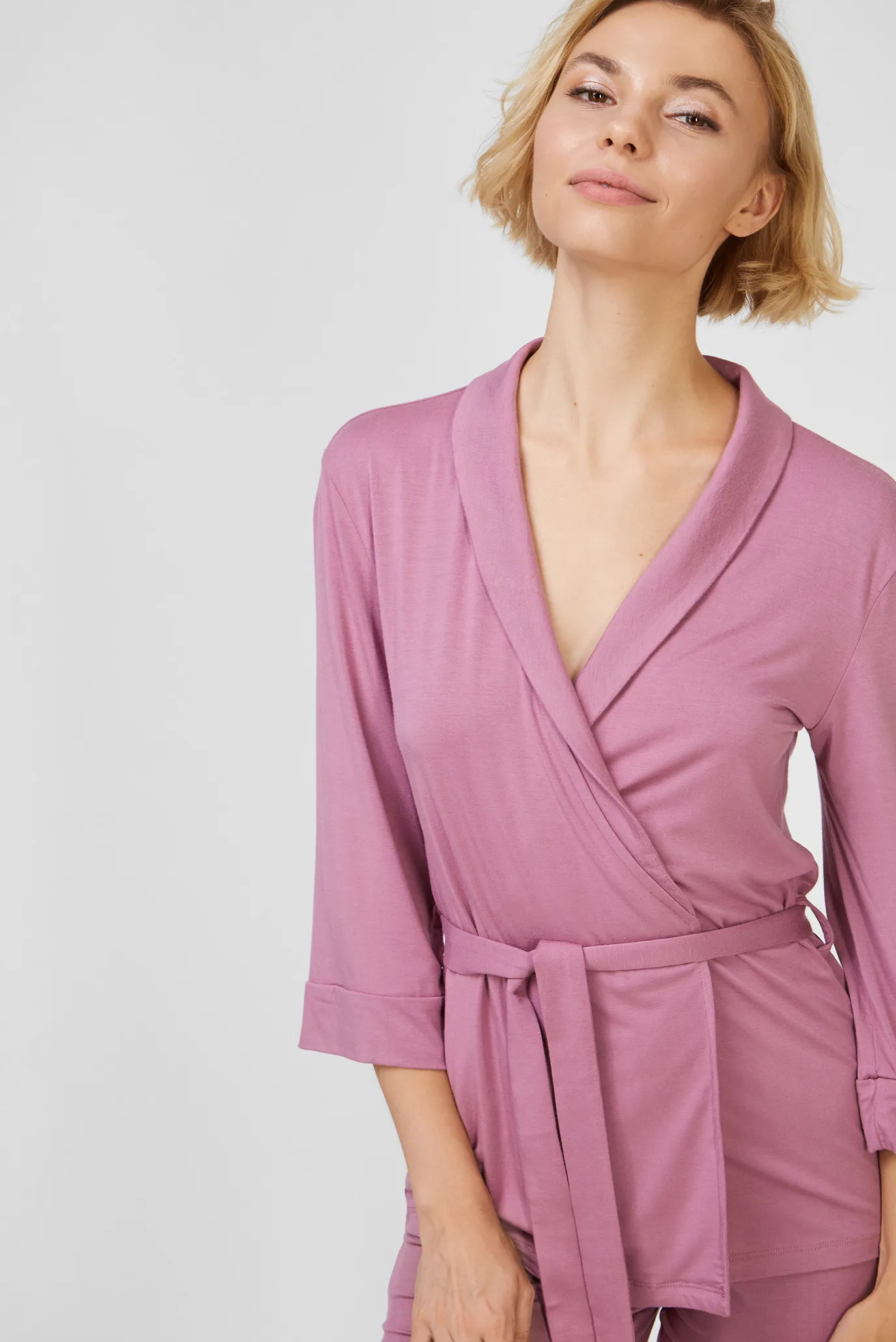 Жіноча рожева піжама (кардиган, брюки) 4