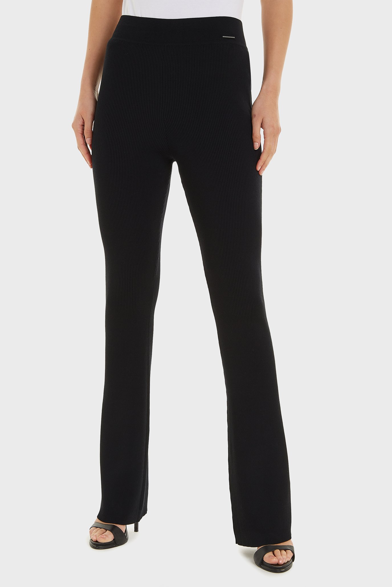 Женские черные брюки ICONIC RIB FLARED Черный S Calvin Klein K20K206473 Женские черные брюки ICONIC RIB FLARED Черный S Calvin Klein K20K206473