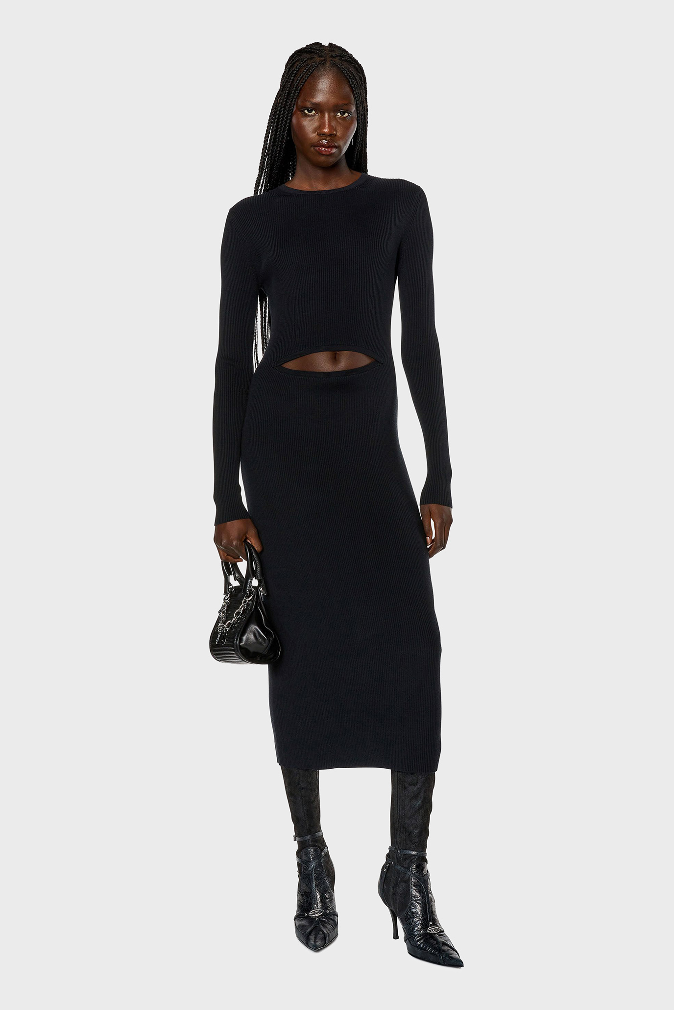 Женское черное шерстяное платье M-PELAGOS DRESS 1