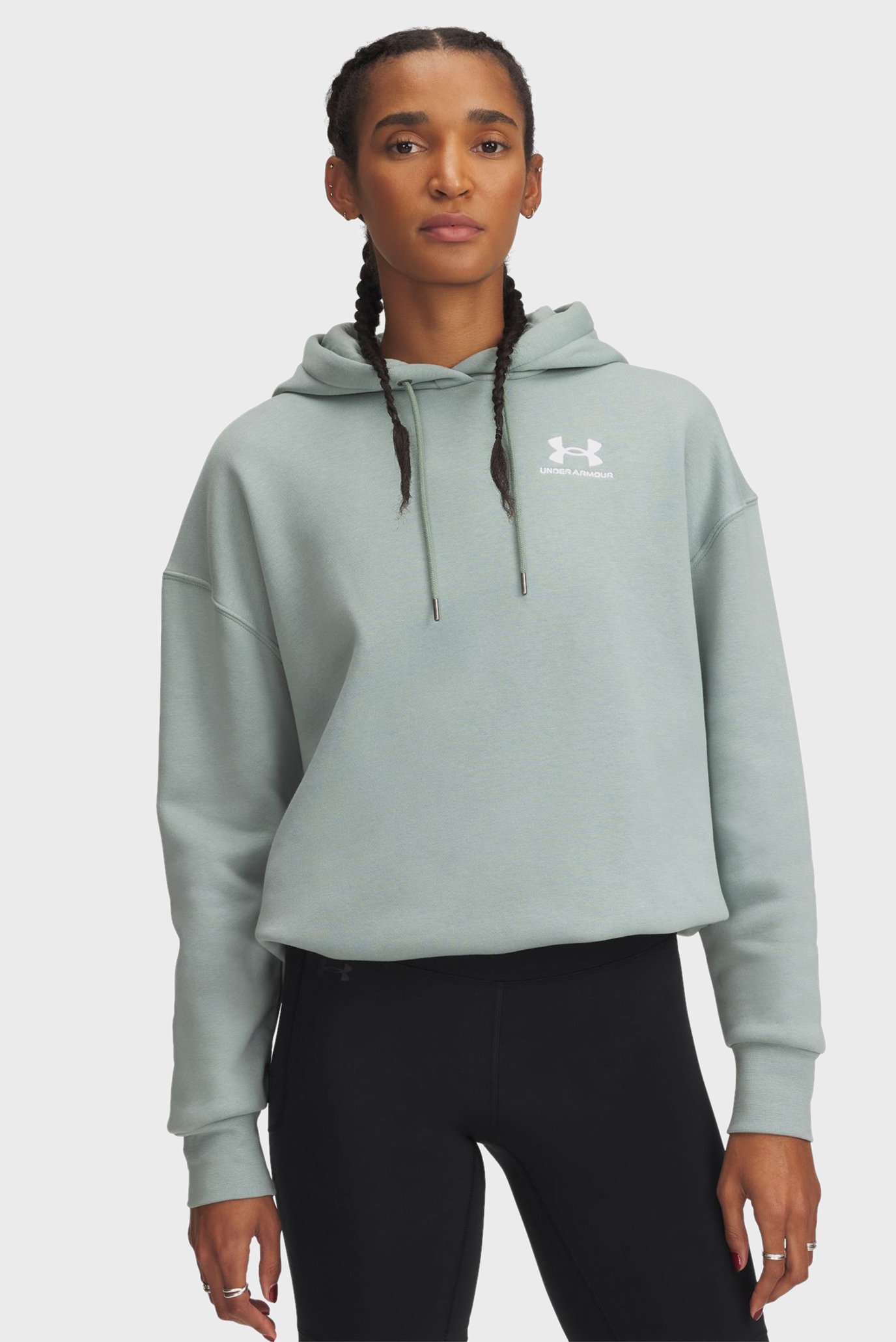 Жіноче м'ятне худі UA Icon Fleece OS Hoodie 1