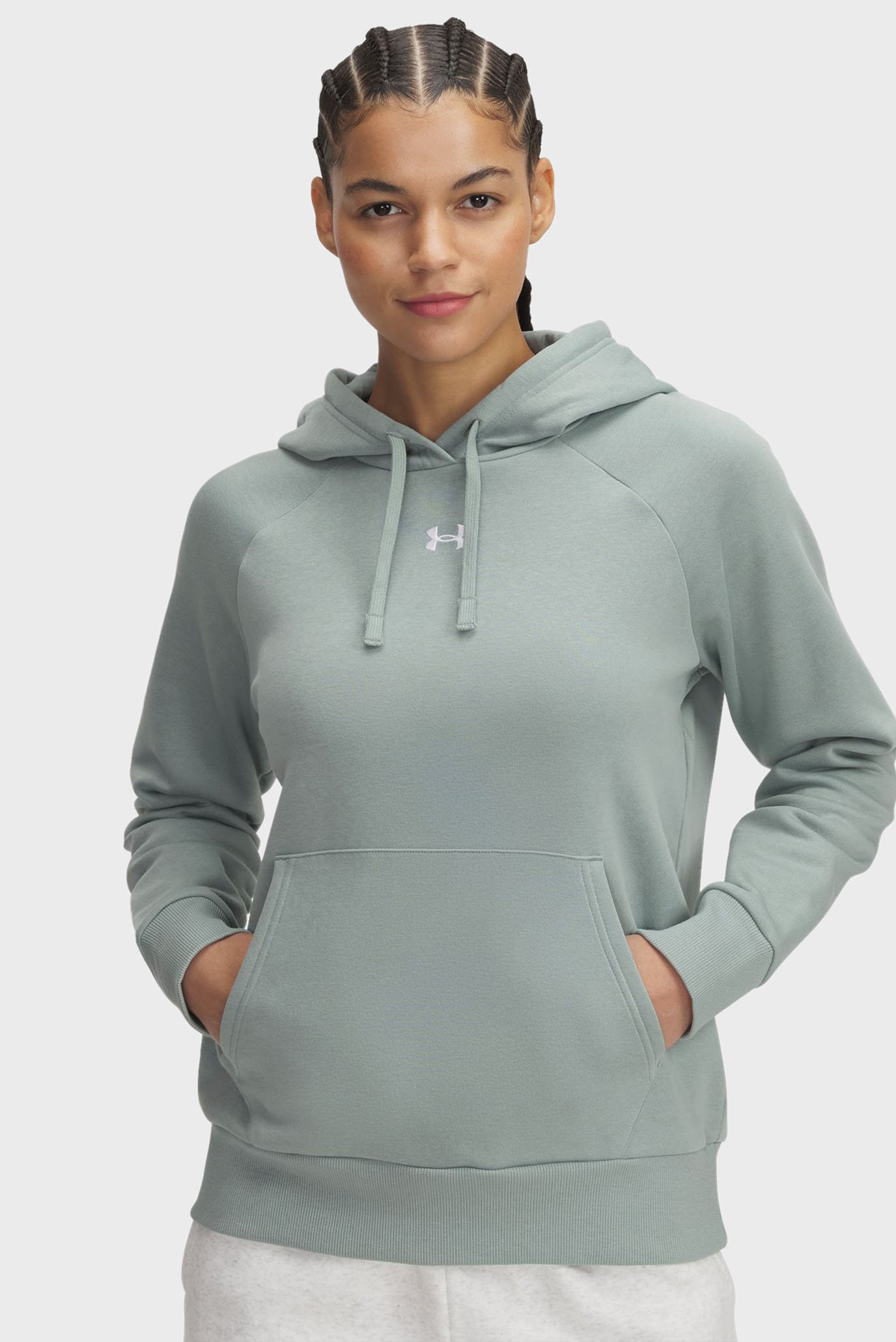 Женское мятное худи UA Rival Fleece Hoodie 1