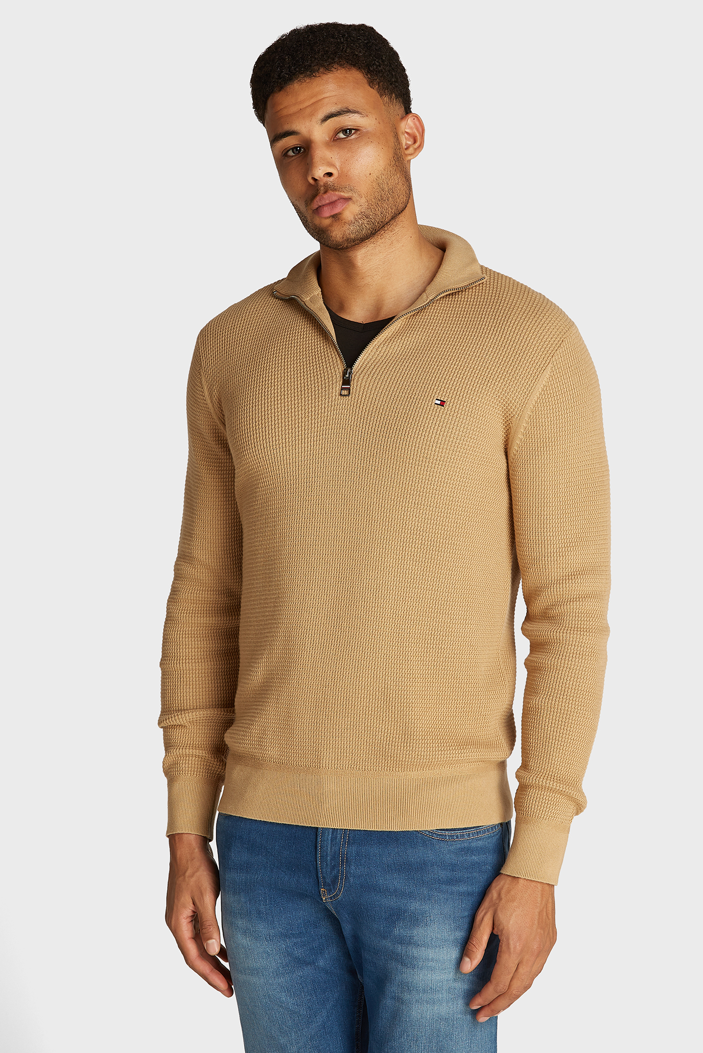 Мужская бежевая кофта REFINED STRUCTURE ZIP MOCK Бежевый M Tommy Hilfiger MW0MW35471 Мужская бежевая кофта REFINED STRUCTURE ZIP MOCK Бежевый M Tommy Hilfiger MW0MW35471