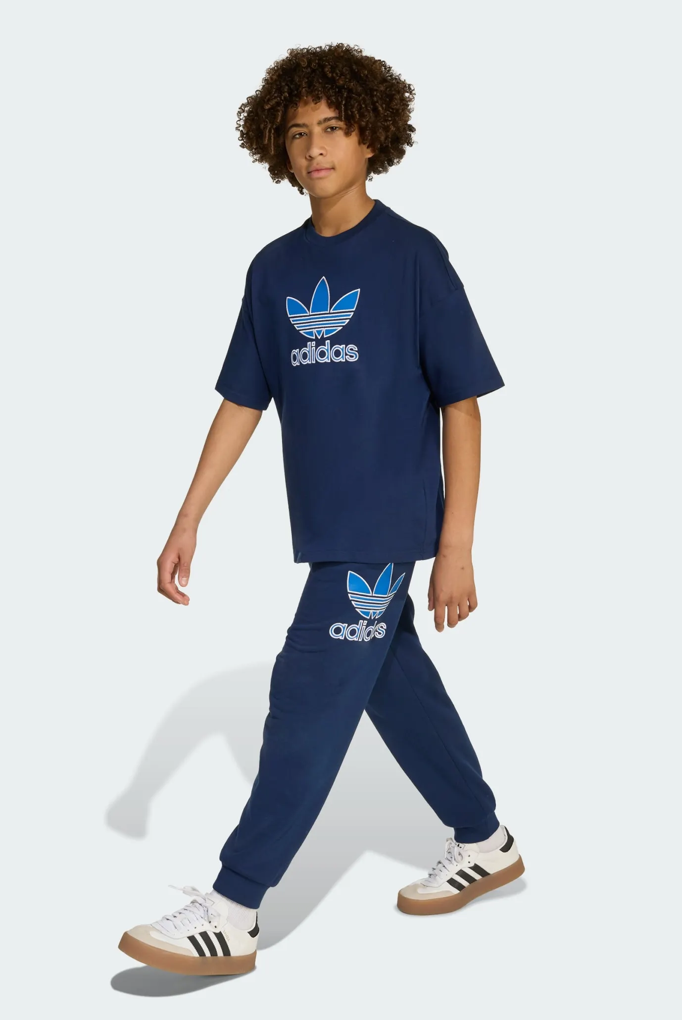 Детская темно-синяя футболка Oversize Trefoil 4