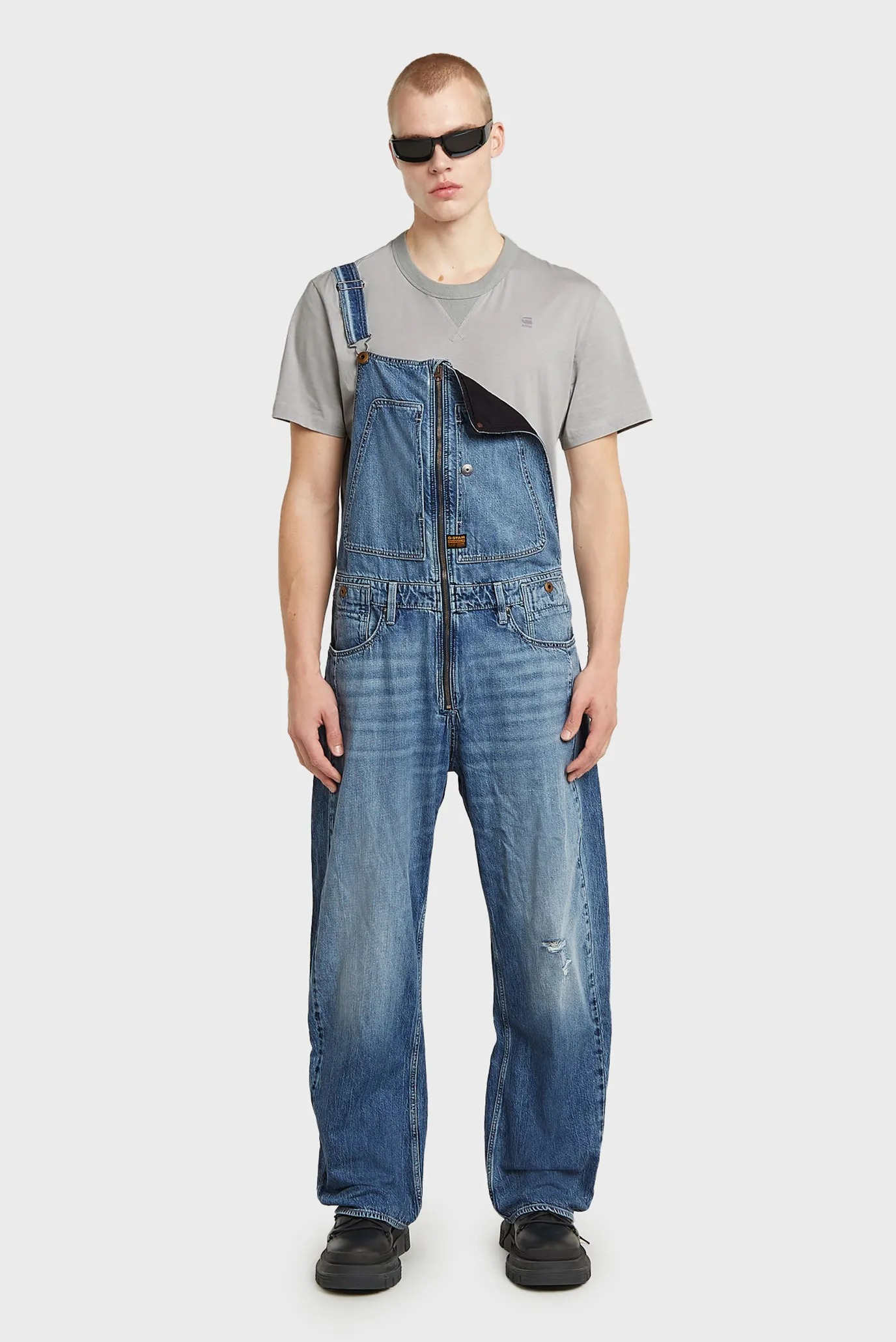Мужской синий джинсовый комбинезон Dungaree 3D Loose 3
