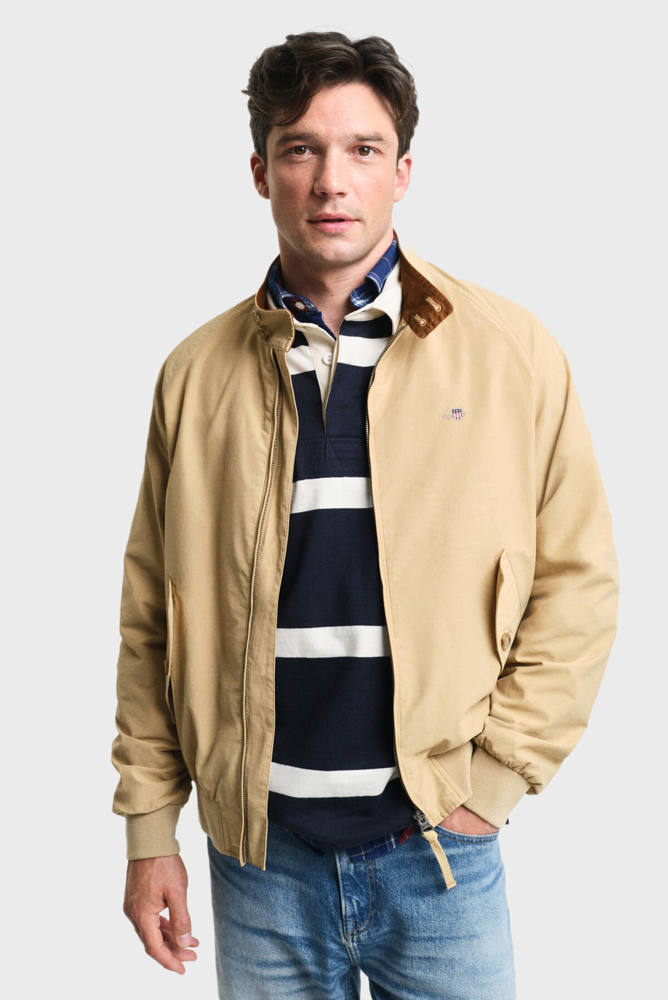 Чоловіча бежева вітровка COTTON HARRINGTON JACKET 1