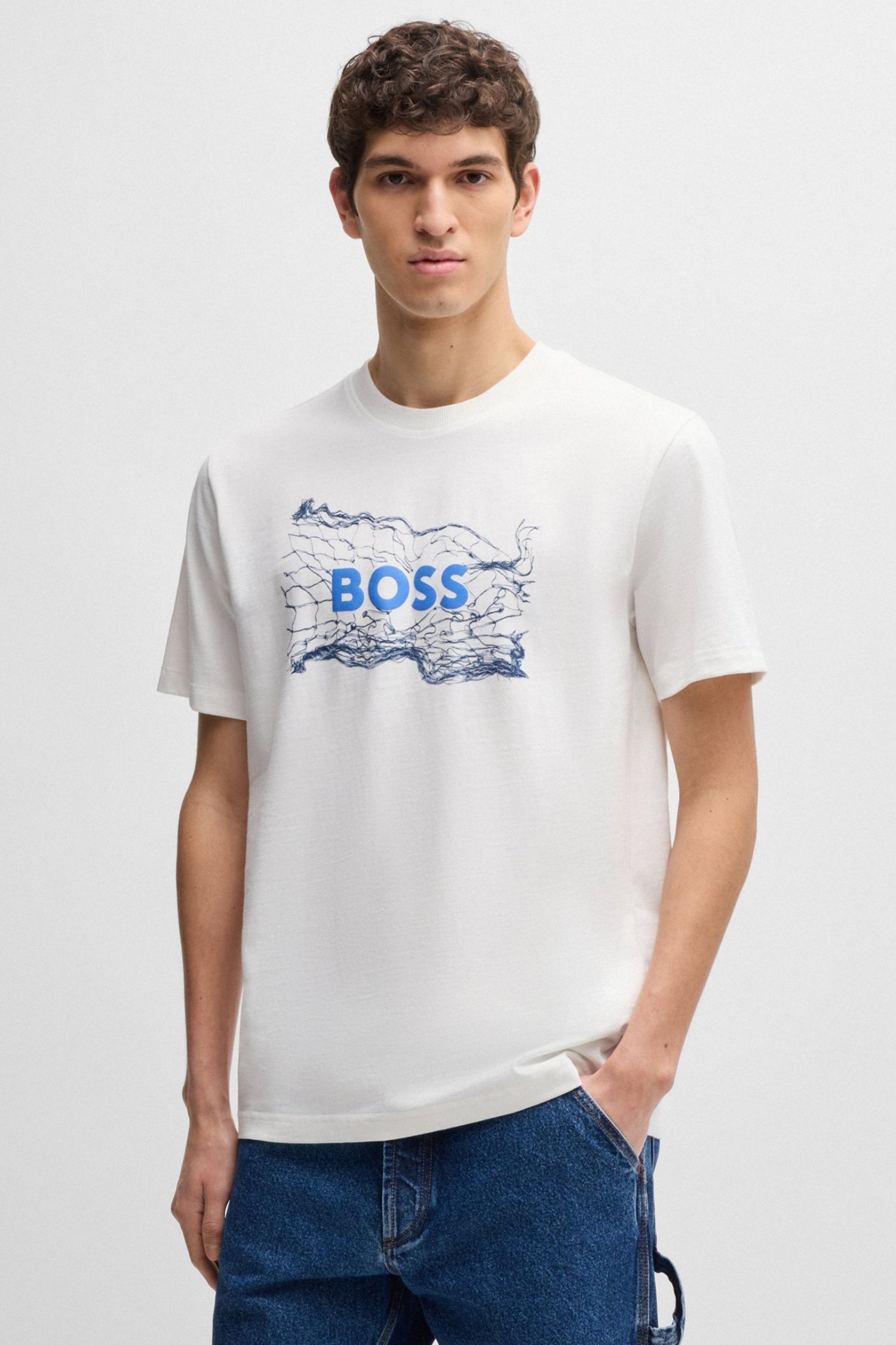 Мужская белая футболка Белый XL BOSS 50539186;101 Мужская белая футболка Белый XL BOSS 50539186;101