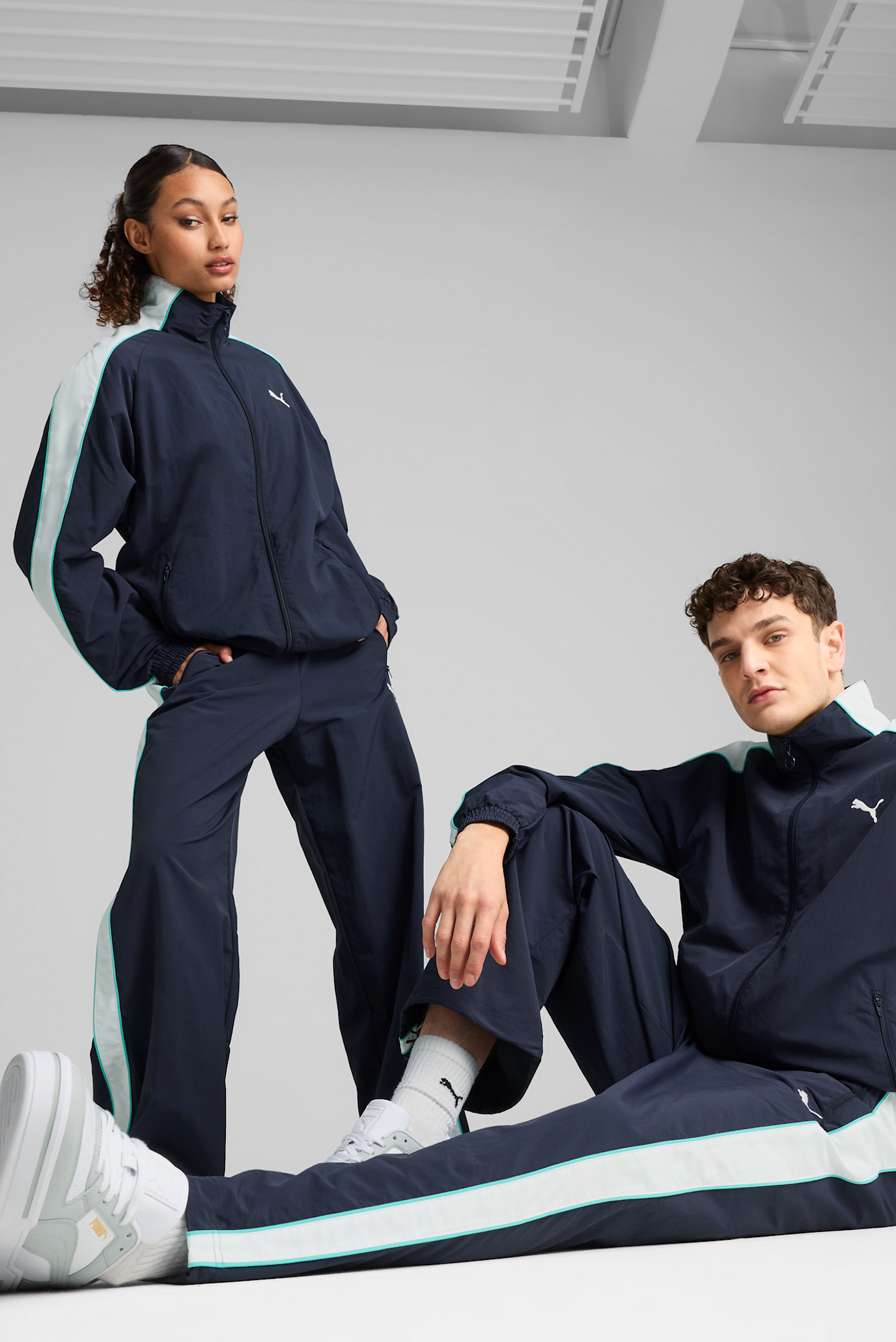 Темно-синие спортивные брюки T7 Oversized Track Pants Unisex (унисекс) 1