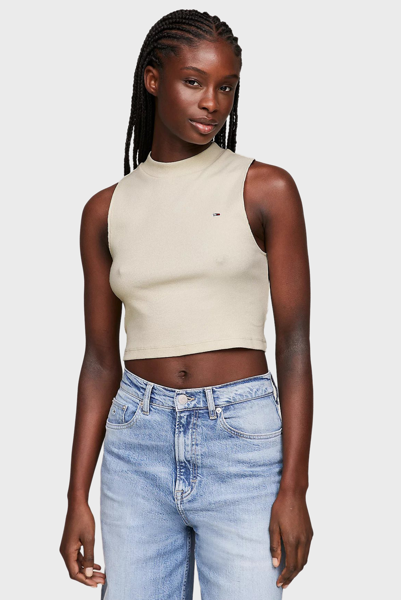 Жіночий бежевий топ TJW CRP MOCKNECK RIB TANK 1