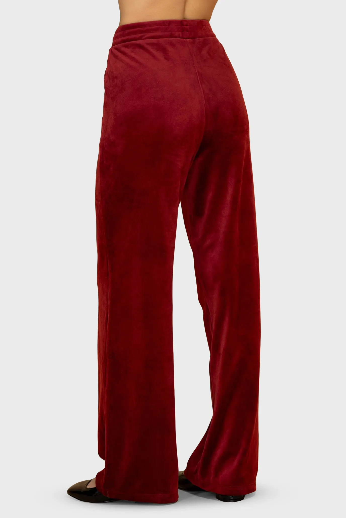 Жіночий бордовий велюровий костюм (сорочка, брюки) 6
