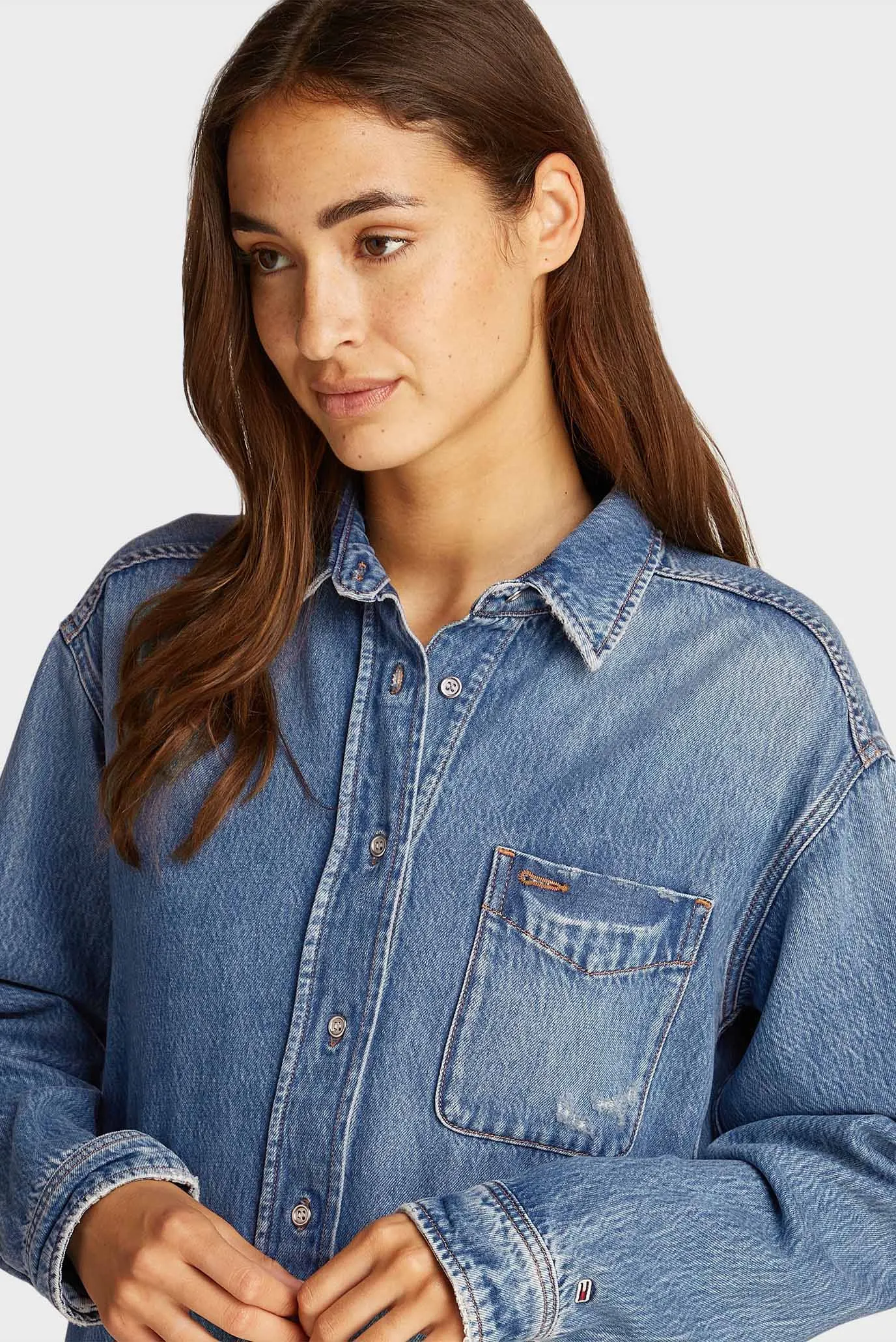 Женская синяя джинсовая рубашка RELAXED FIT OVERSHIRT 4