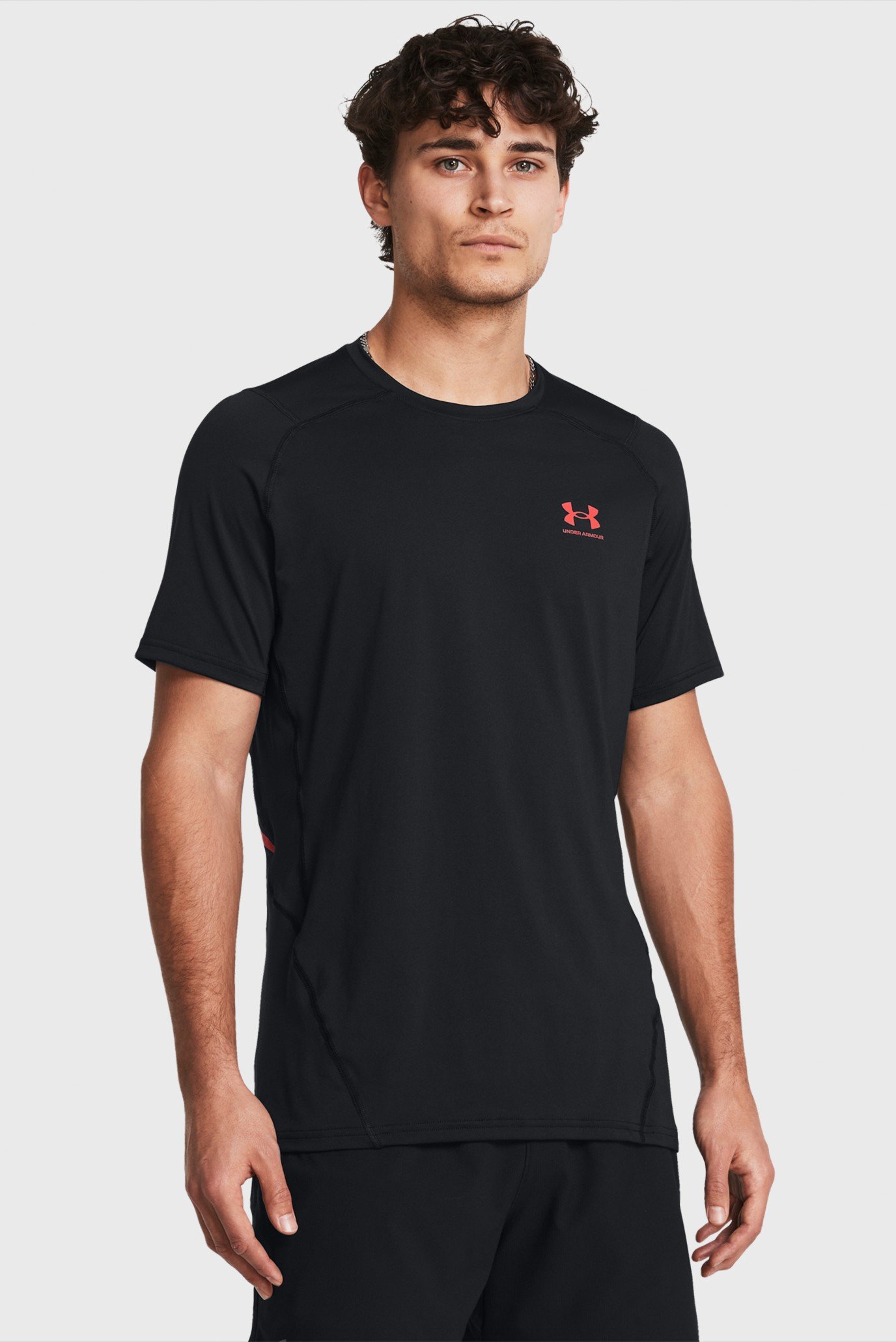Чоловіча чорна футболка UA HG Armour Ftd Graphic SS 1