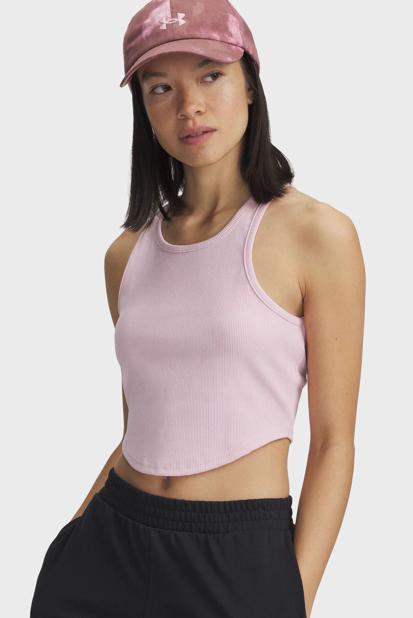 Женский розовый топ UA Rival Rib Tank Розовый S Under Armour 1389798-647 Женский розовый топ UA Rival Rib Tank Розовый S Under Armour 1389798-647