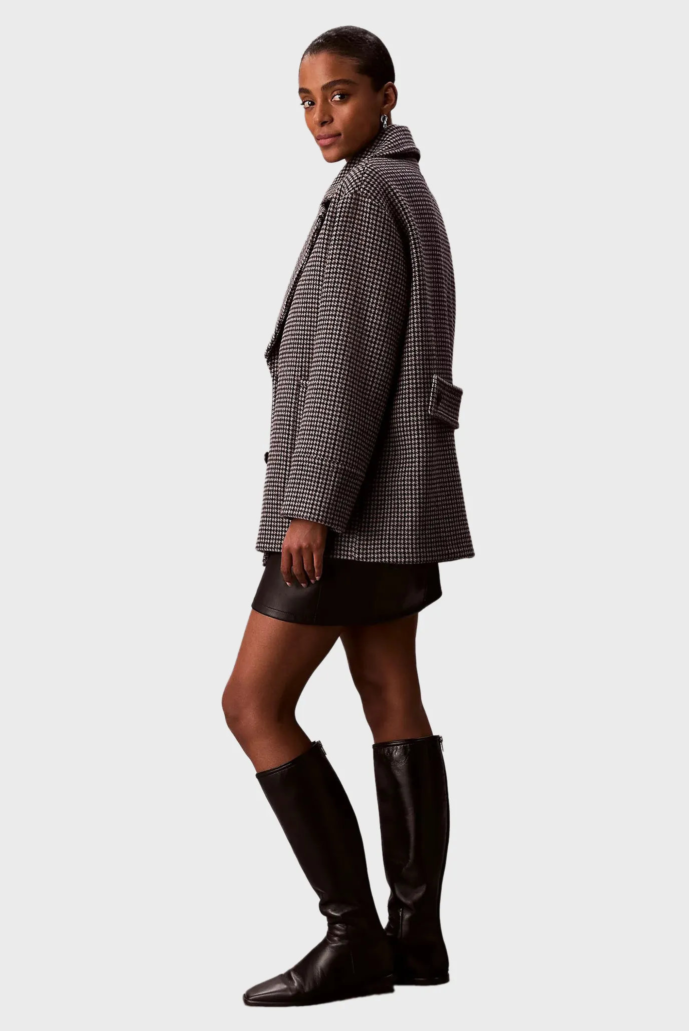 Жіноче сіре вовняне пальто з візерунком Pea 2