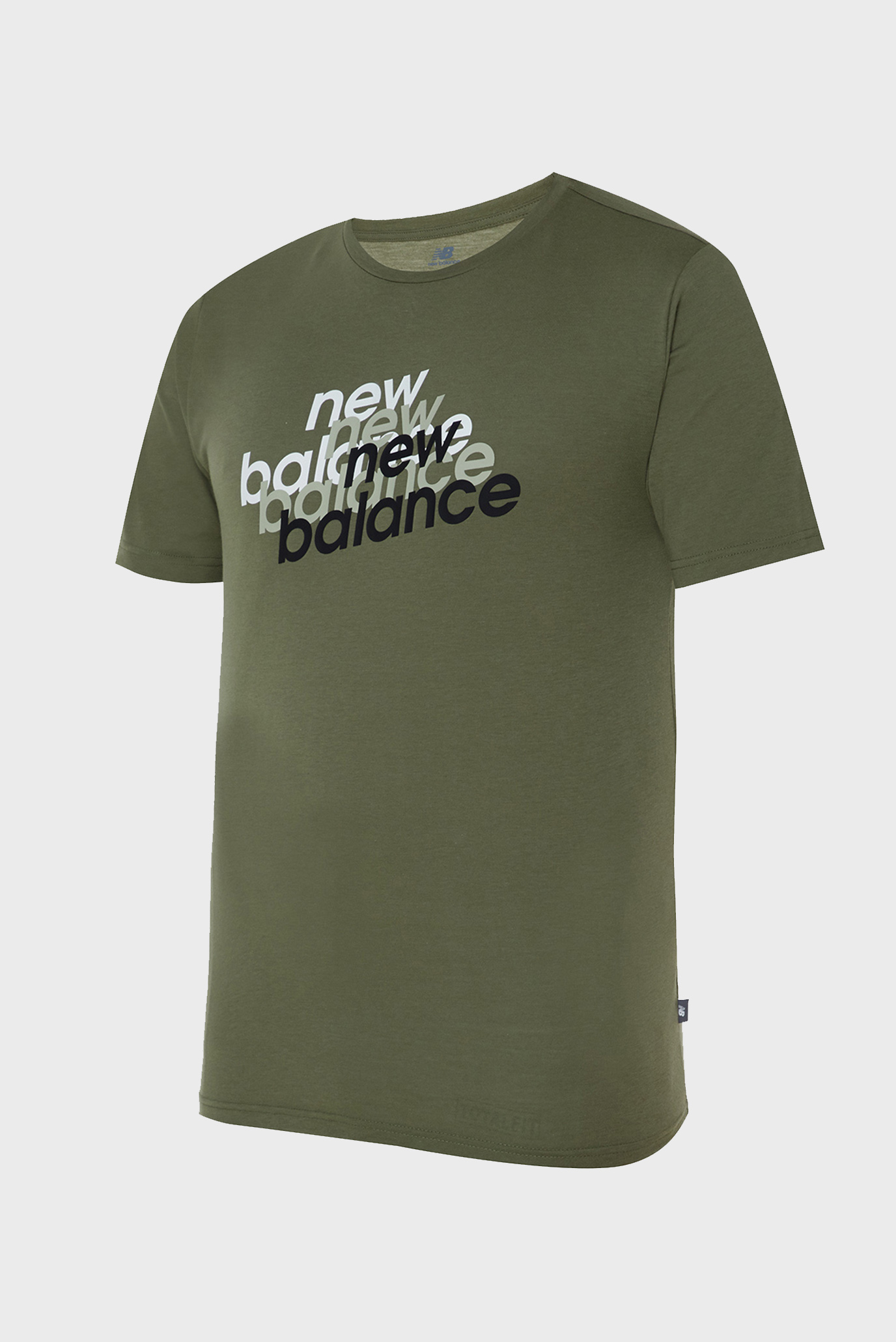 Мужская оливковая футболка NB Heathertech Gra 1
