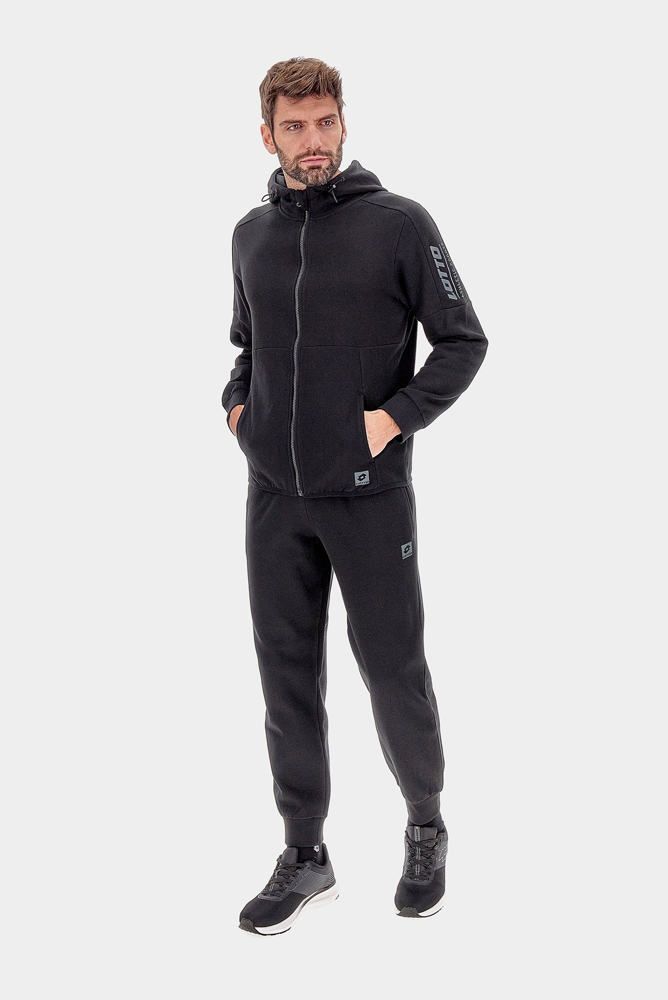 Чоловічий чорний спортивний костюм (худі, штани) 1