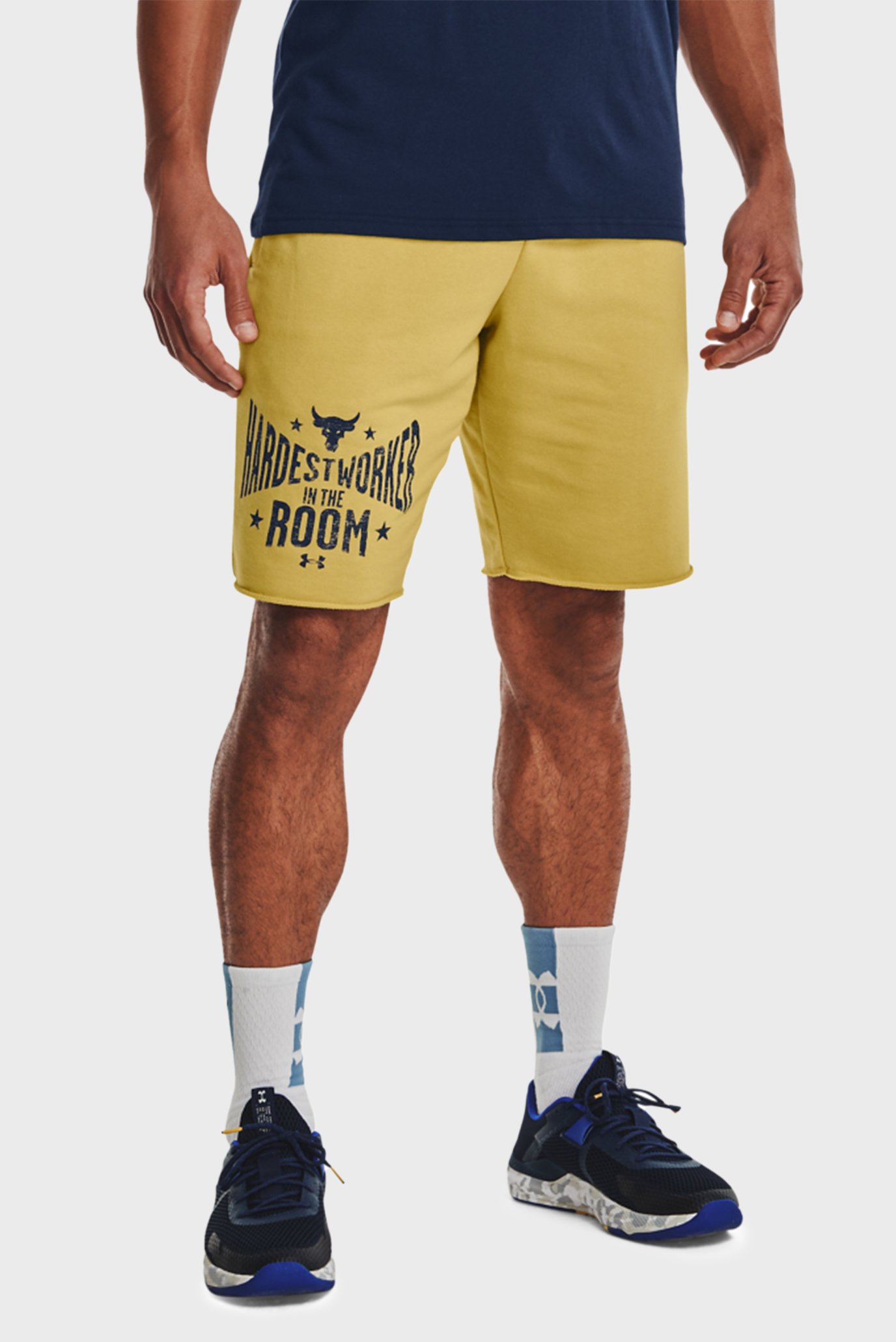 Мужские желтые шорты UA Pjt Rock Terry Shorts 1