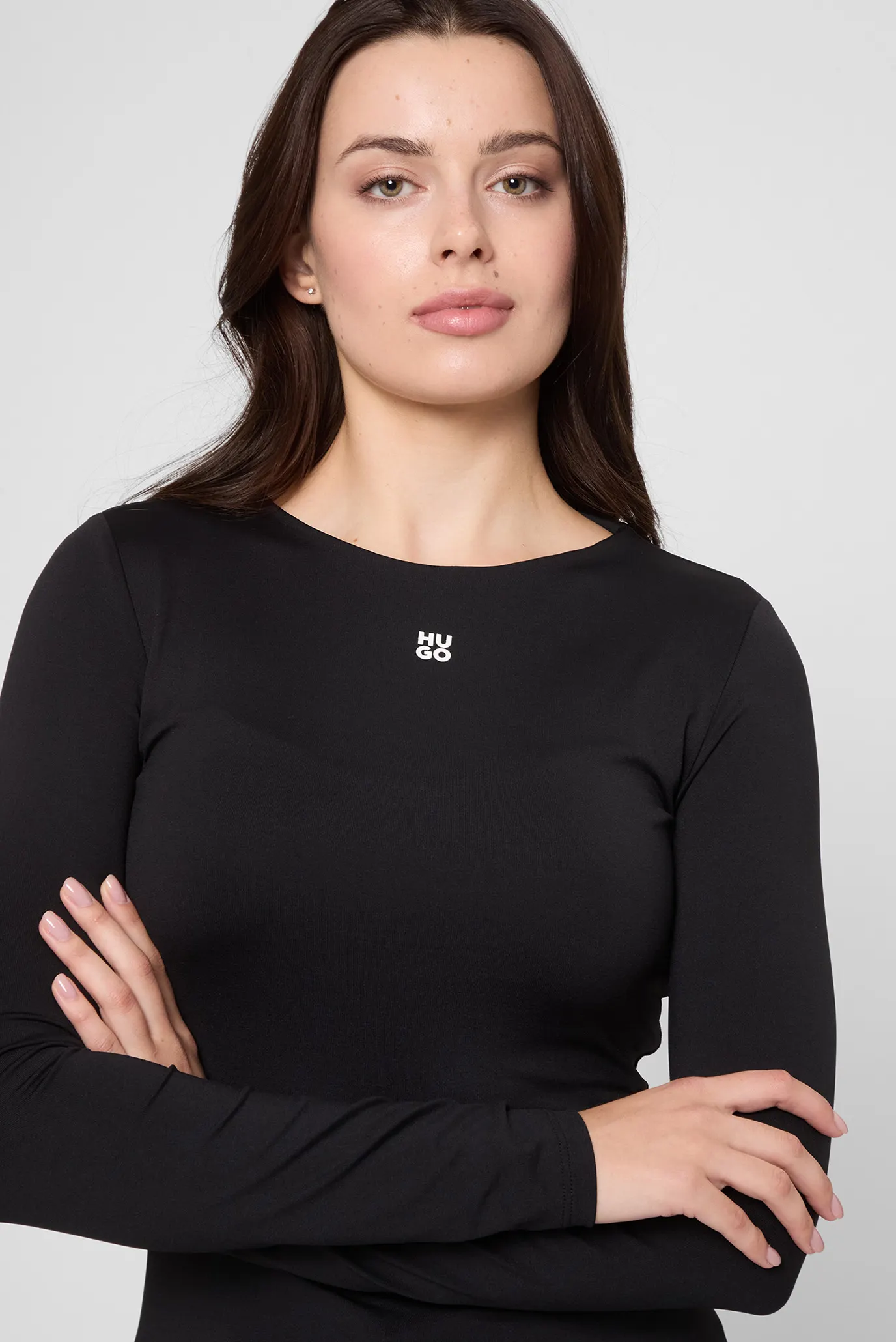 Женский черный лонгслив 2